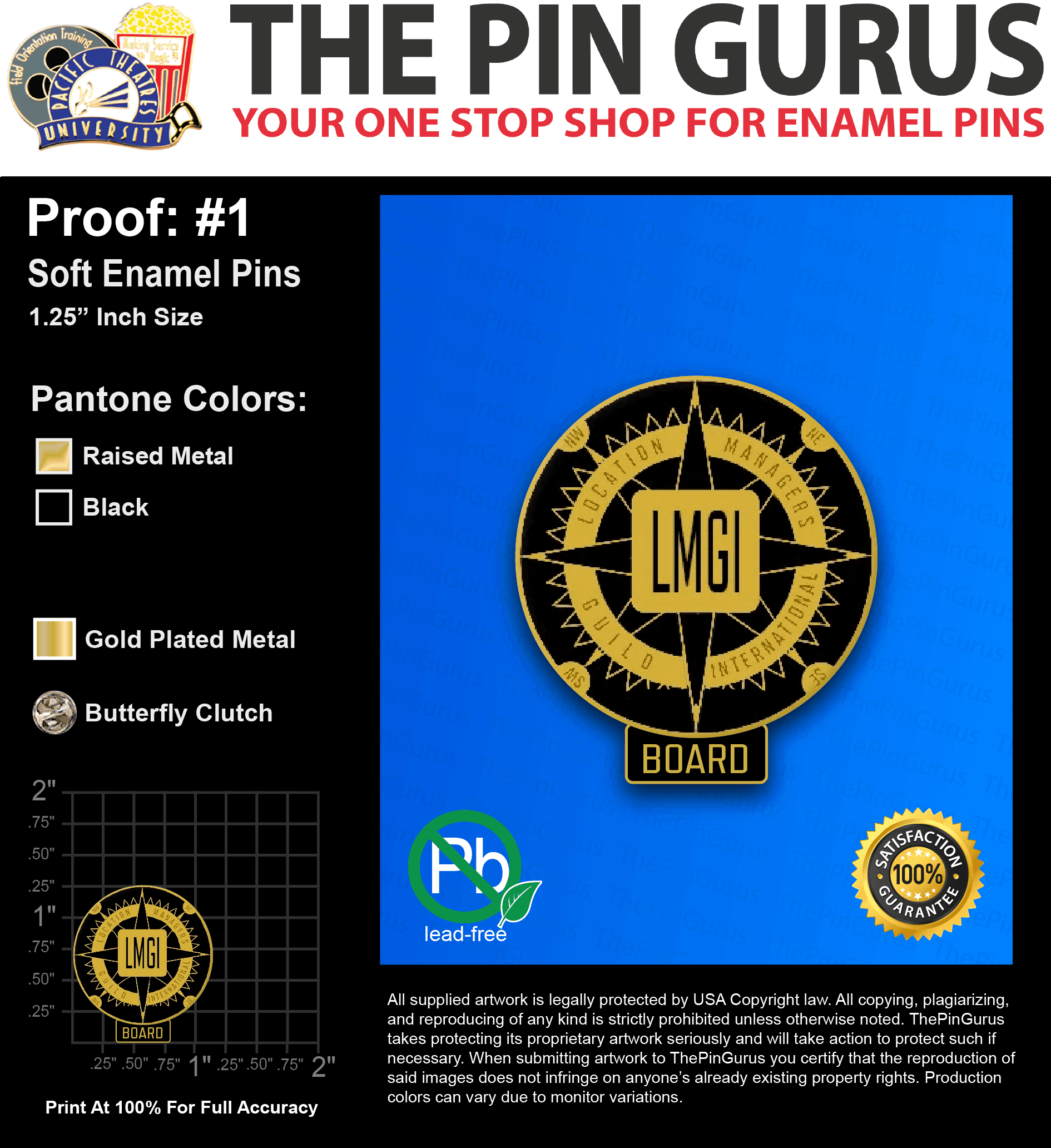 50 “COMPASS” LAPEL PINS: PROOF #9