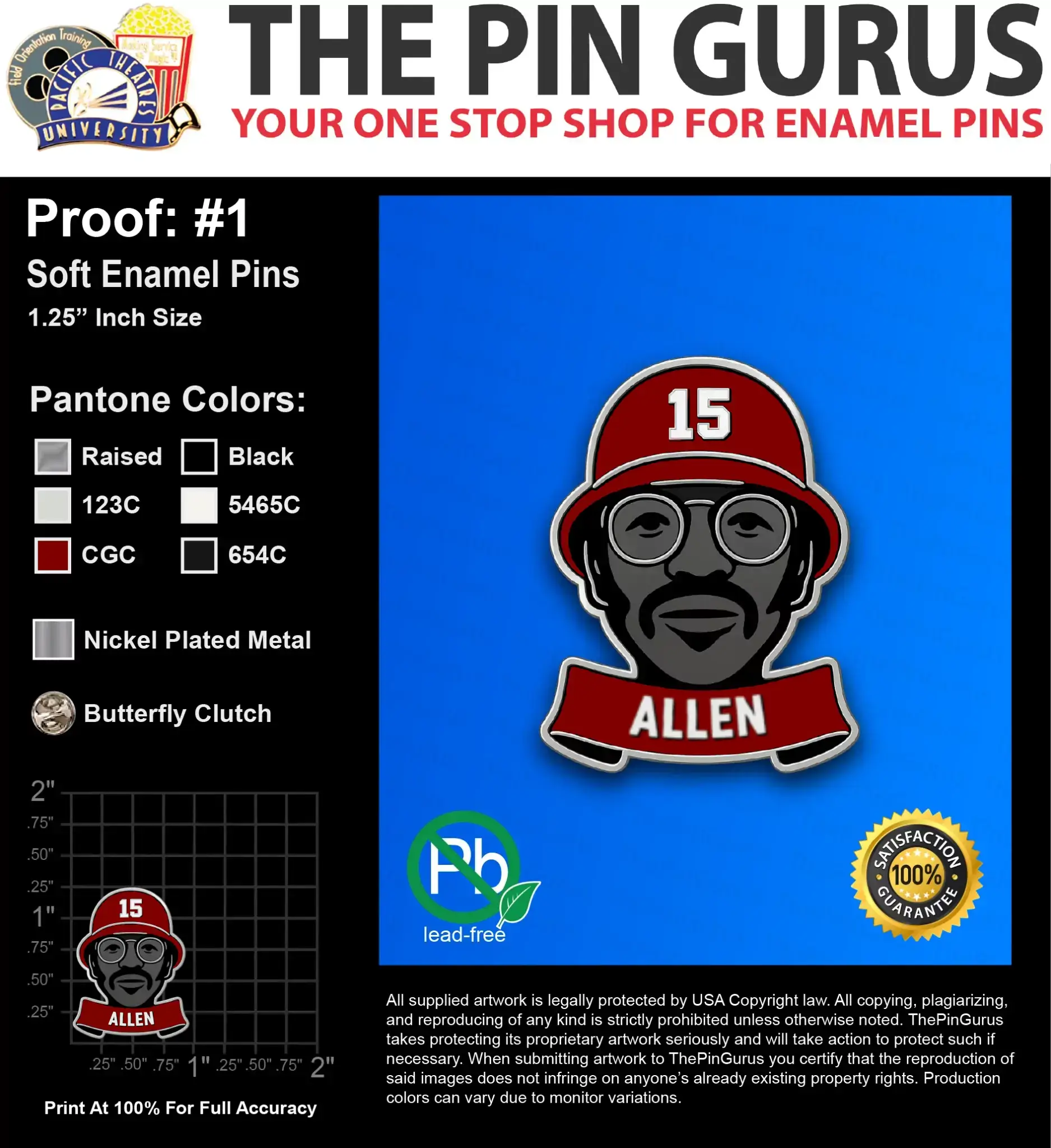 25 “HEATHER L” LAPEL PINS: PROOF #1