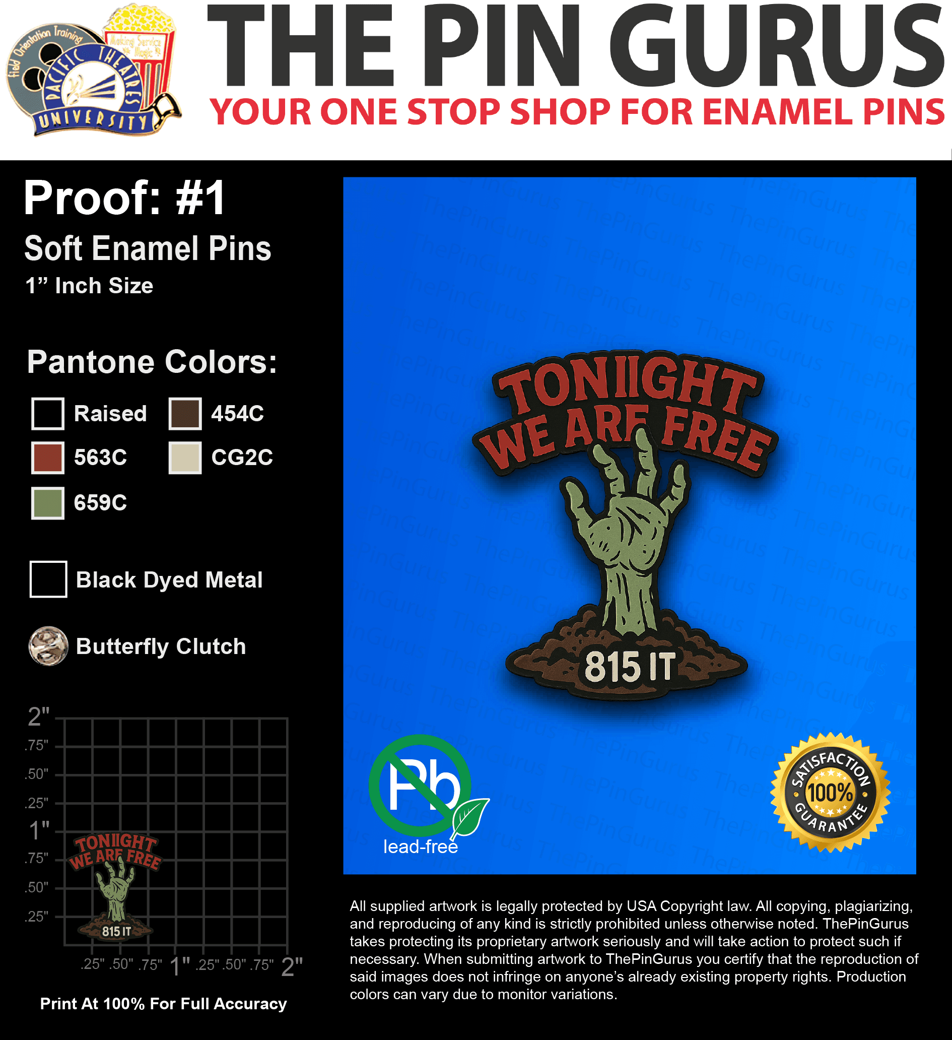 200 “JENNIFER S”LAPEL PINS: PROOF #1