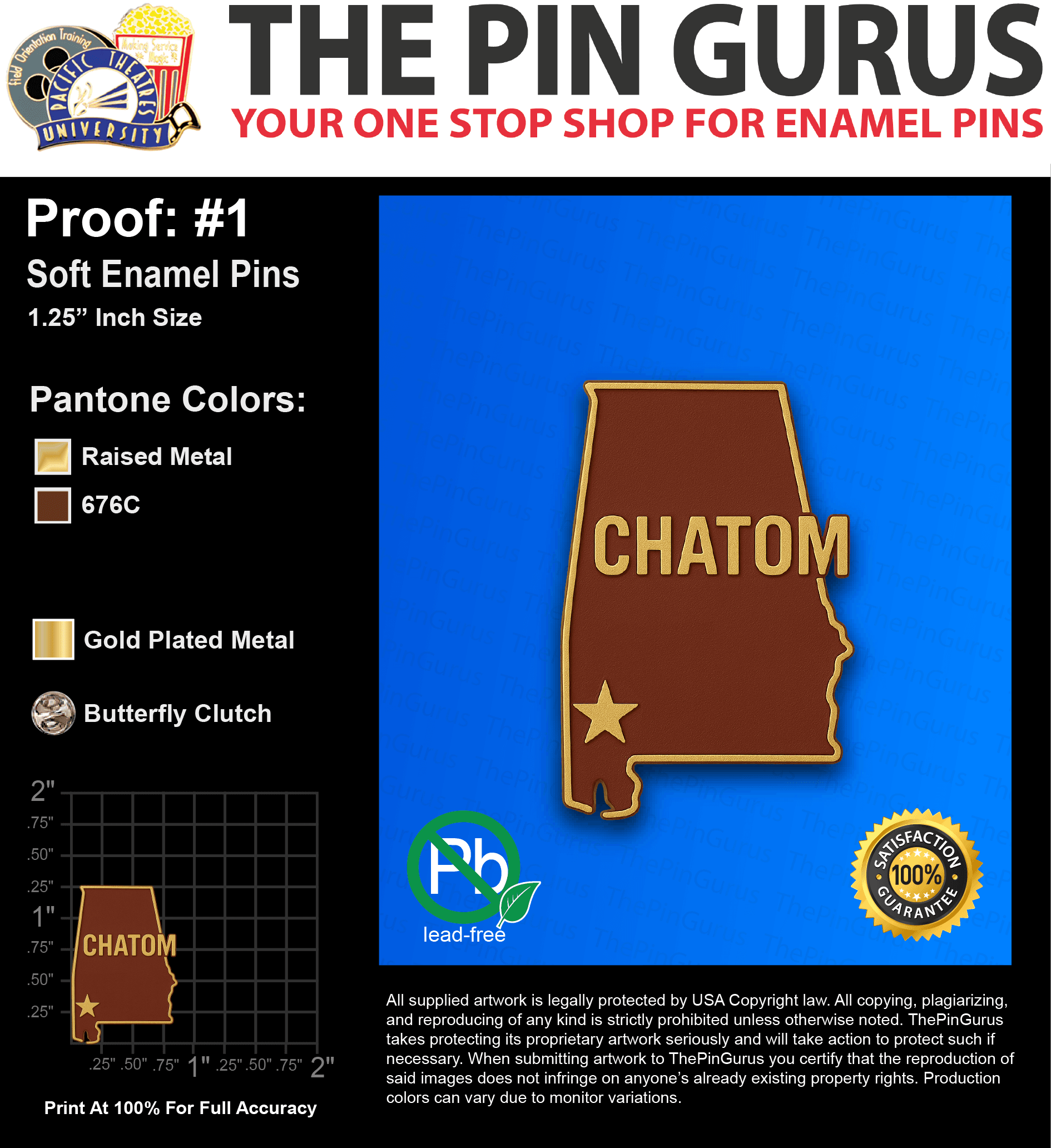 50 "HAROLD C" LAPEL PINS: PROOF #1