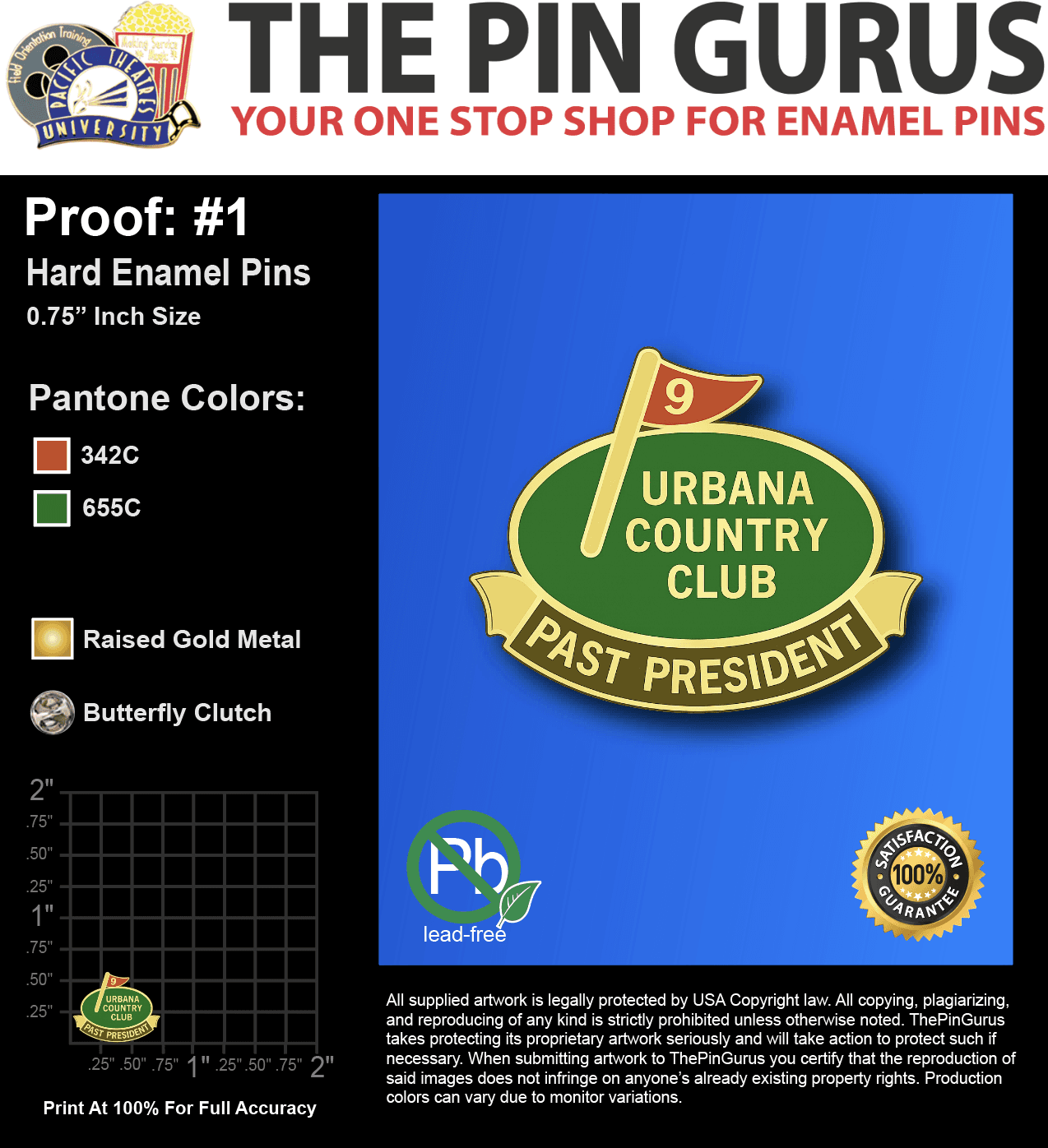 25 "PETE D" LAPEL PINS: PROOF #1
