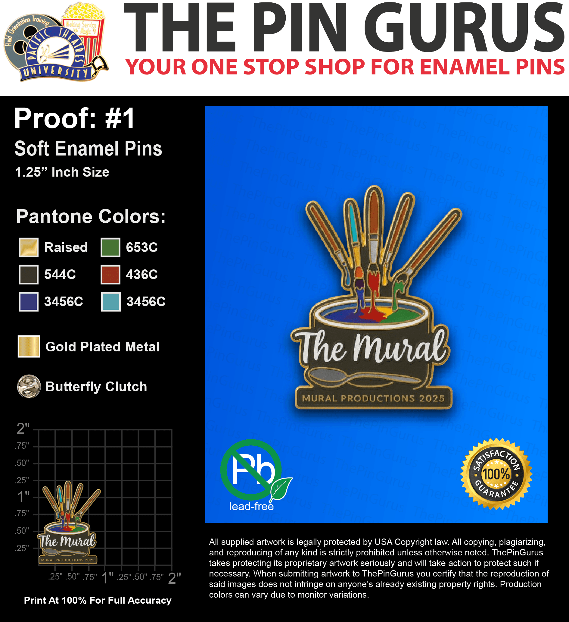 100 “ALISON W” LAPEL PINS: PROOF #1