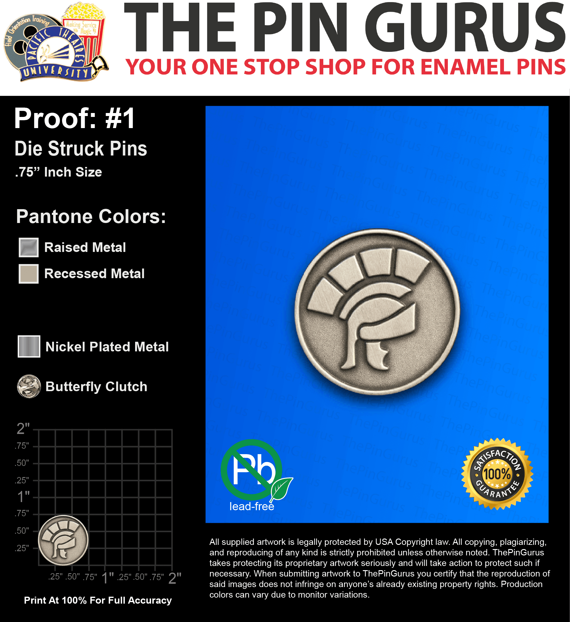 100 “CHRIS C” LAPEL PINS: PROOF #1