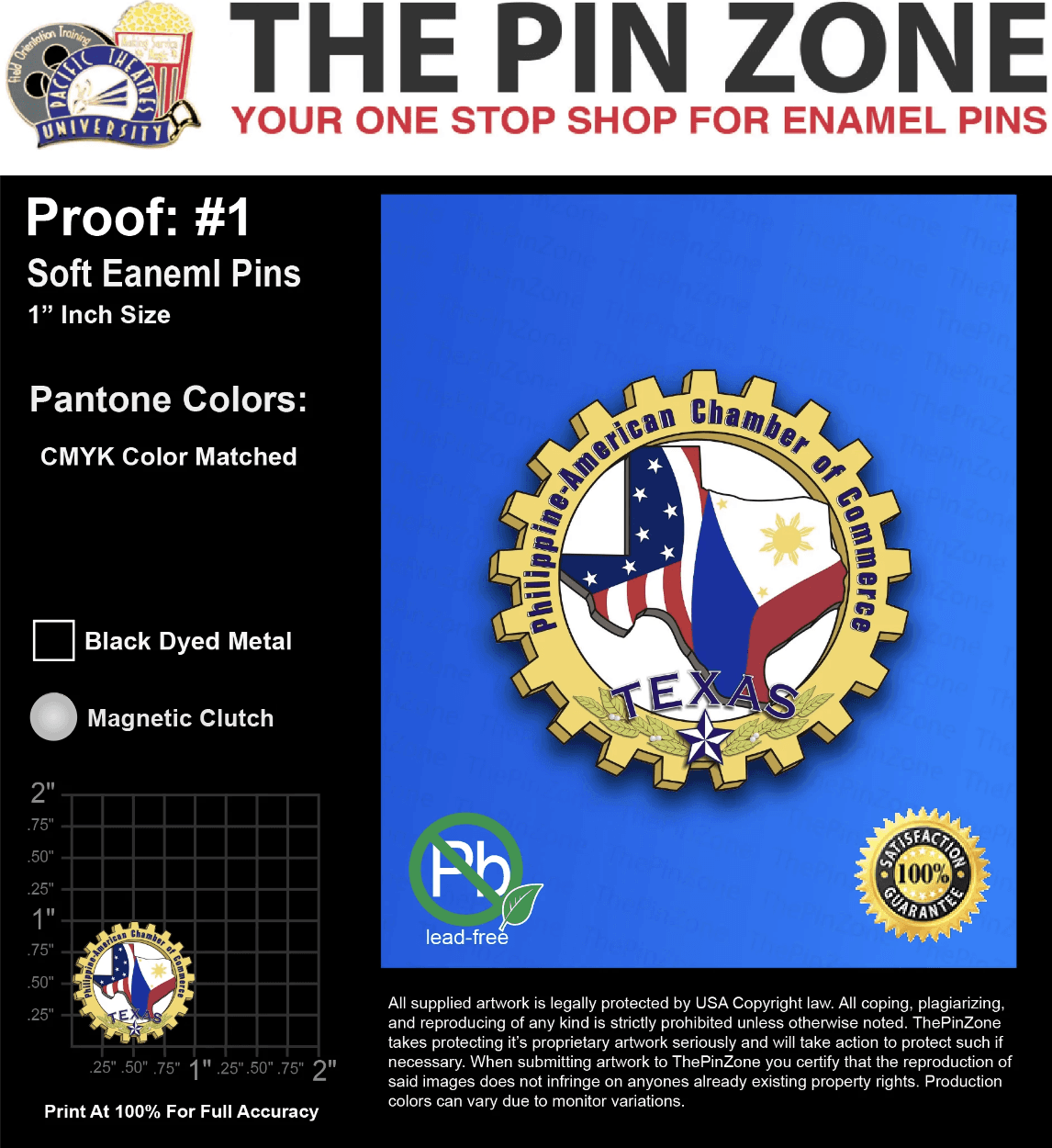 500 “GEMMA G” LAPEL PINS: PROOF #1