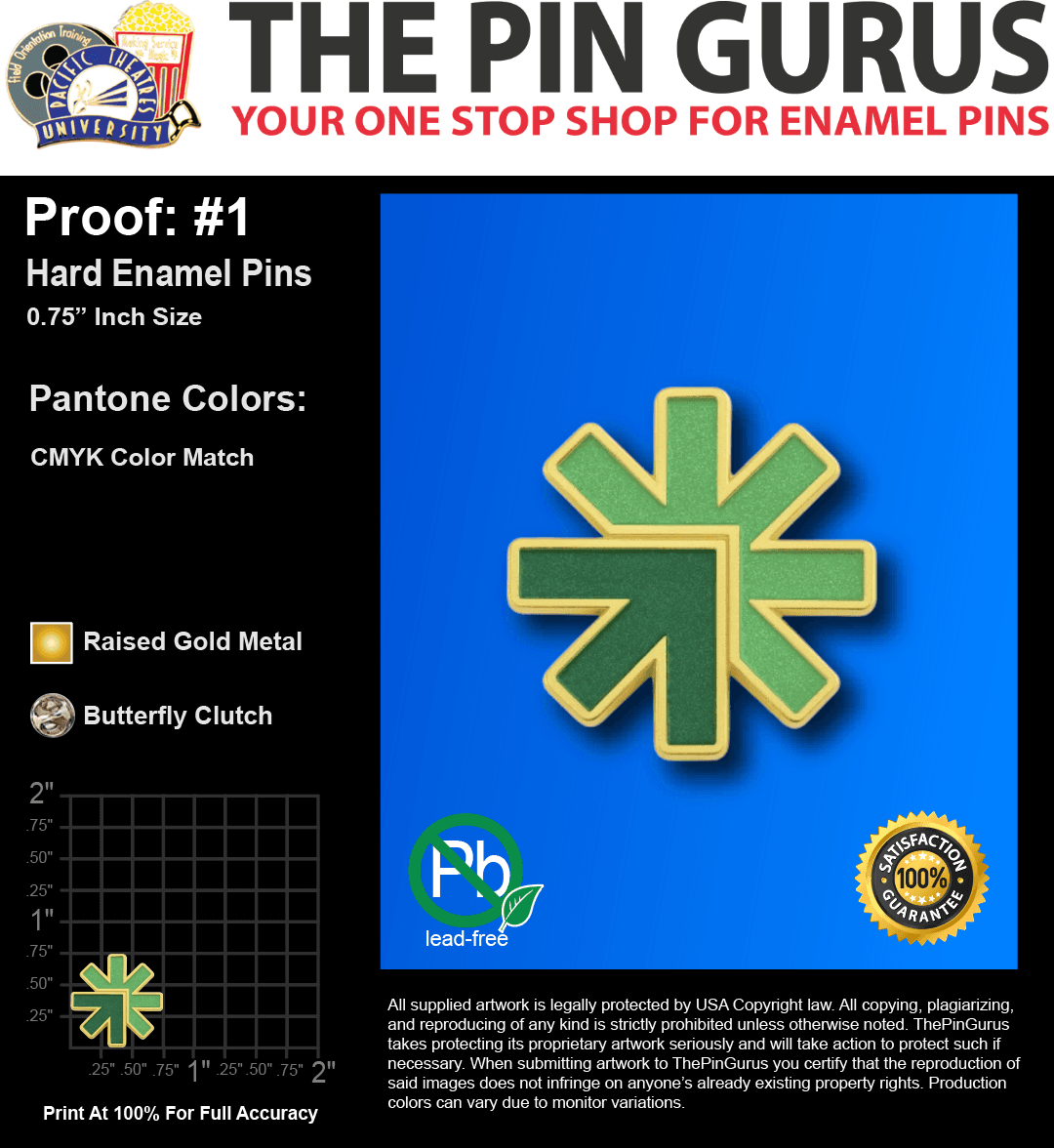100 "LAURA C" LAPEL PINS: PROOF #1