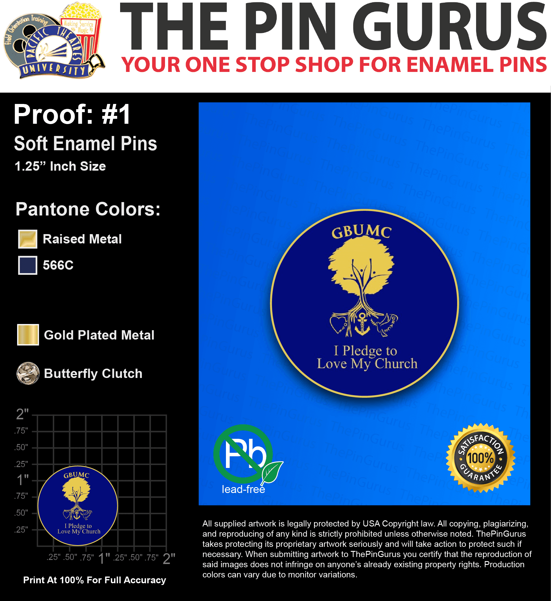 250 "RHONDA L" LAPEL PINS: PROOF #1