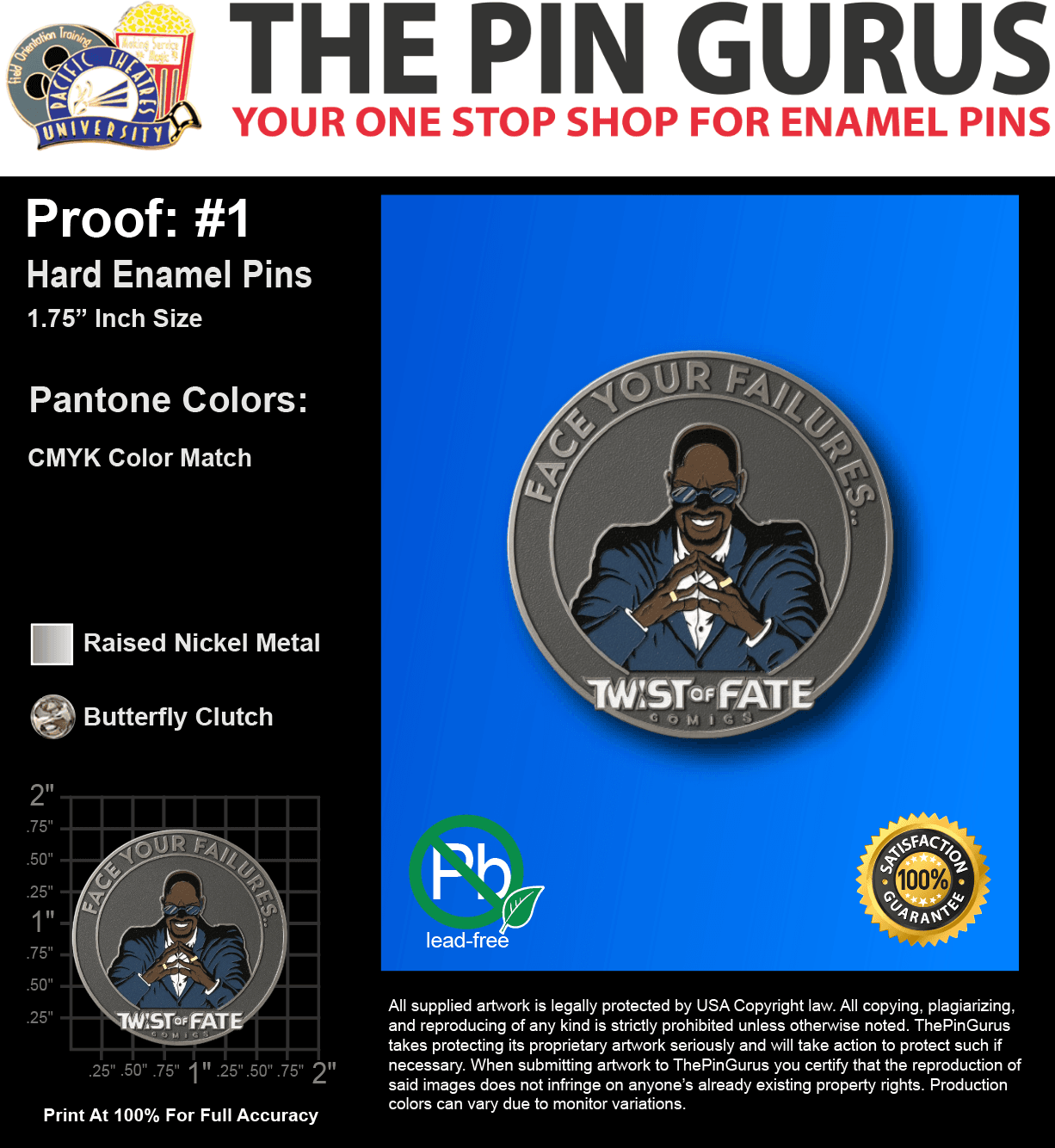 30 "SABRINA F" LAPEL PINS: PROOF #1