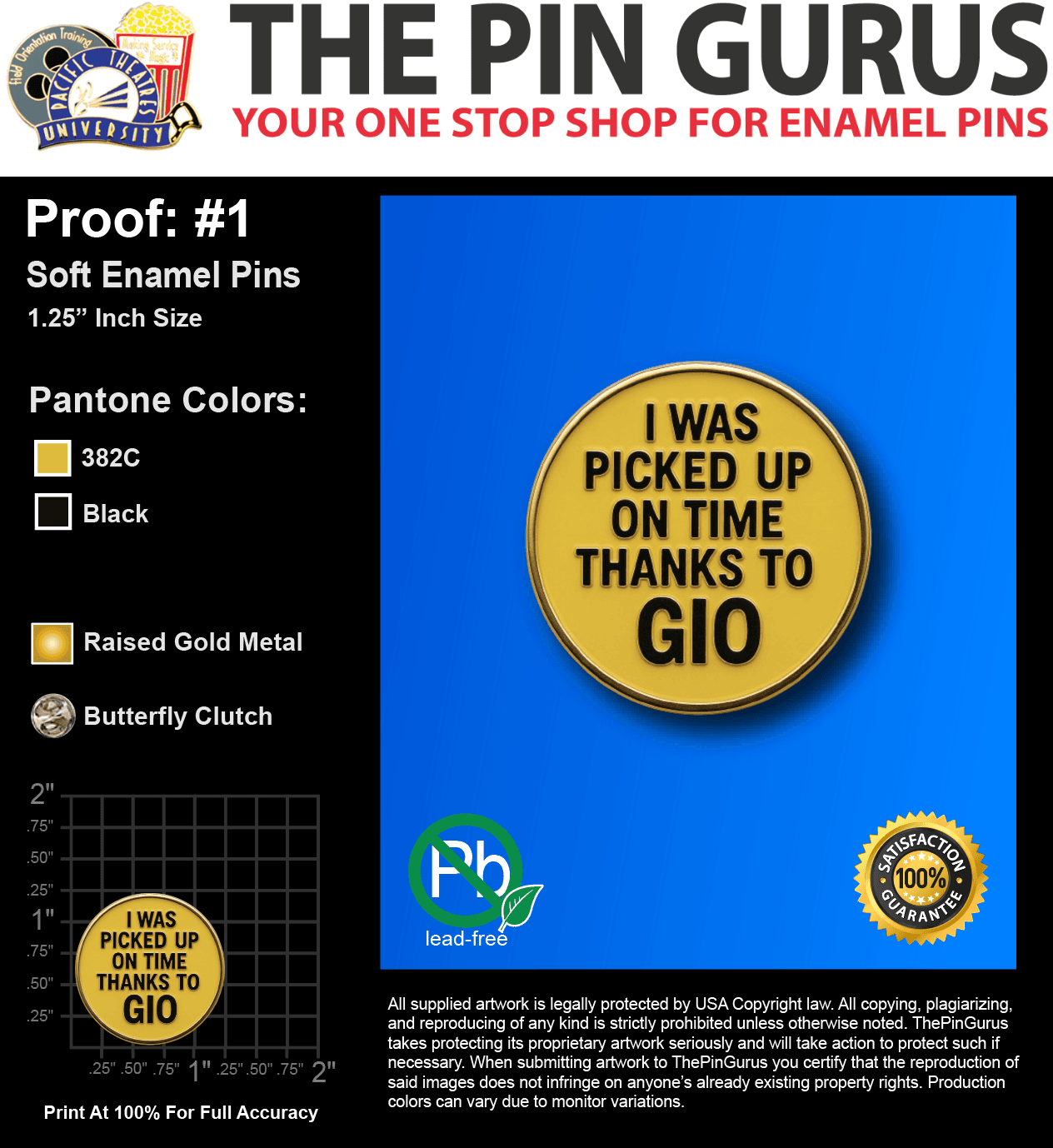 25 "GIOVANNI S" LAPEL PINS: PROOF #1