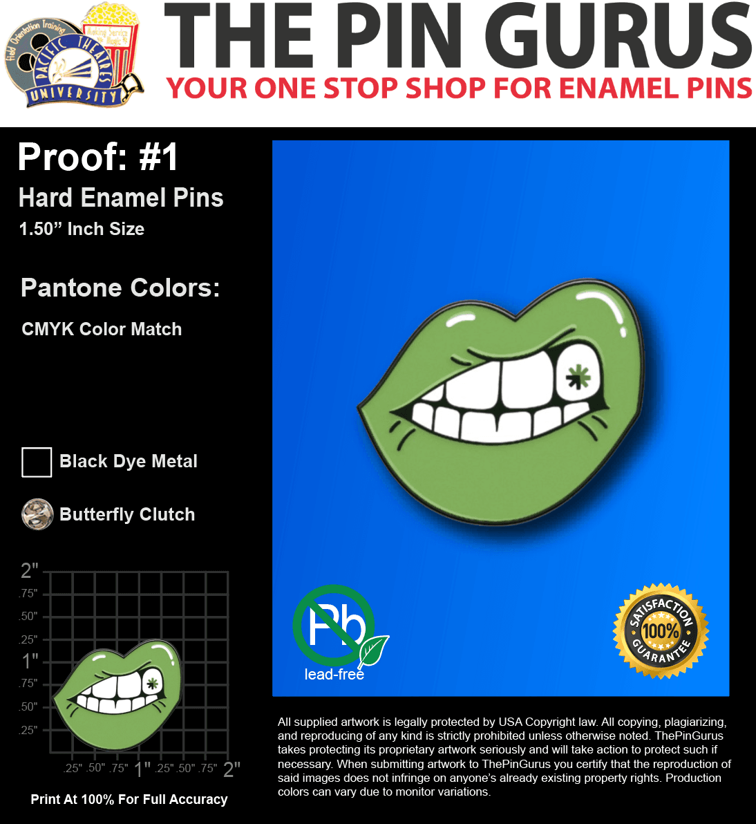 100 "LAURA C" LAPEL PINS: PROOF #1