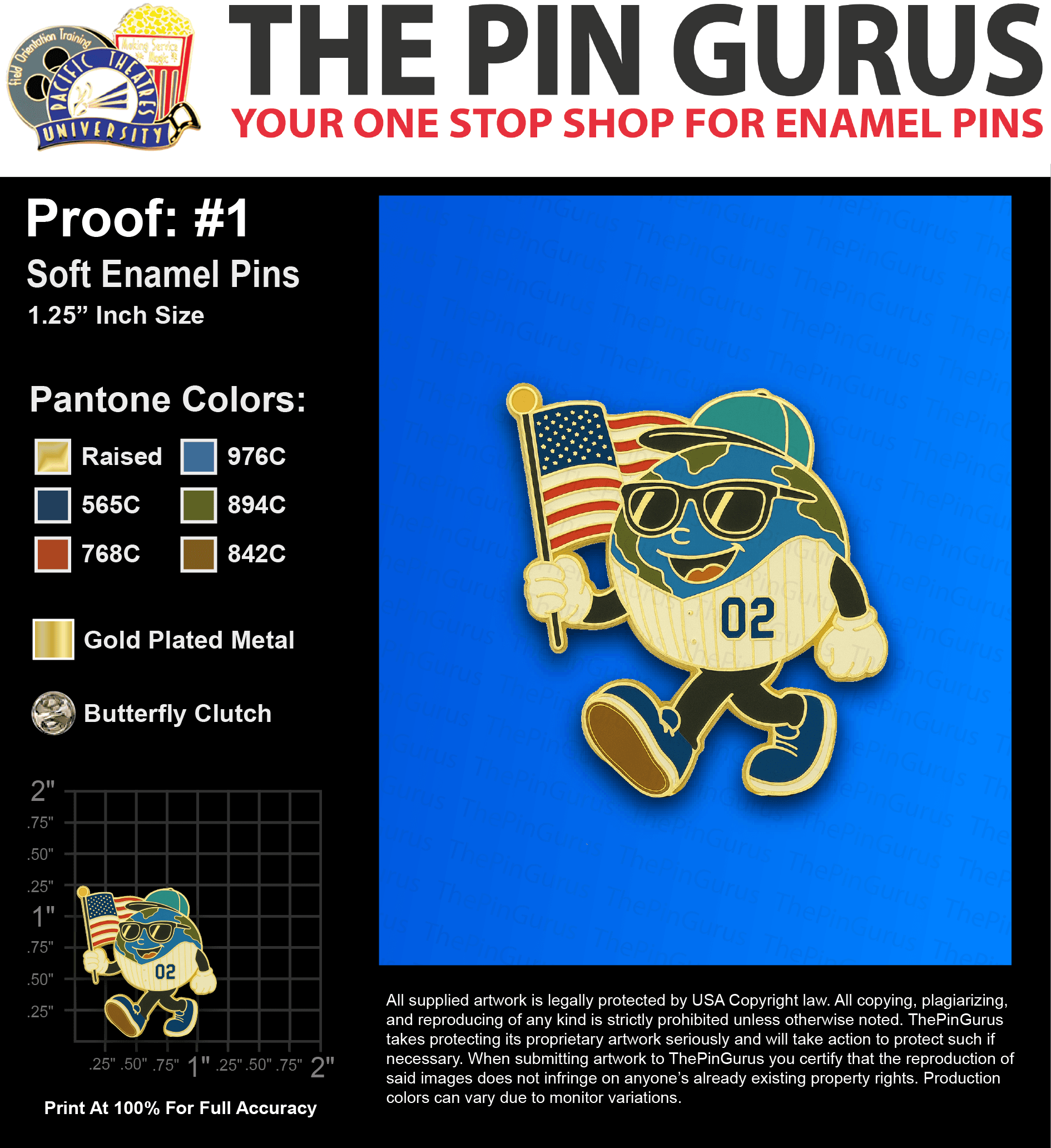 75 "LIZ M" LAPEL PINS: PROOF #1