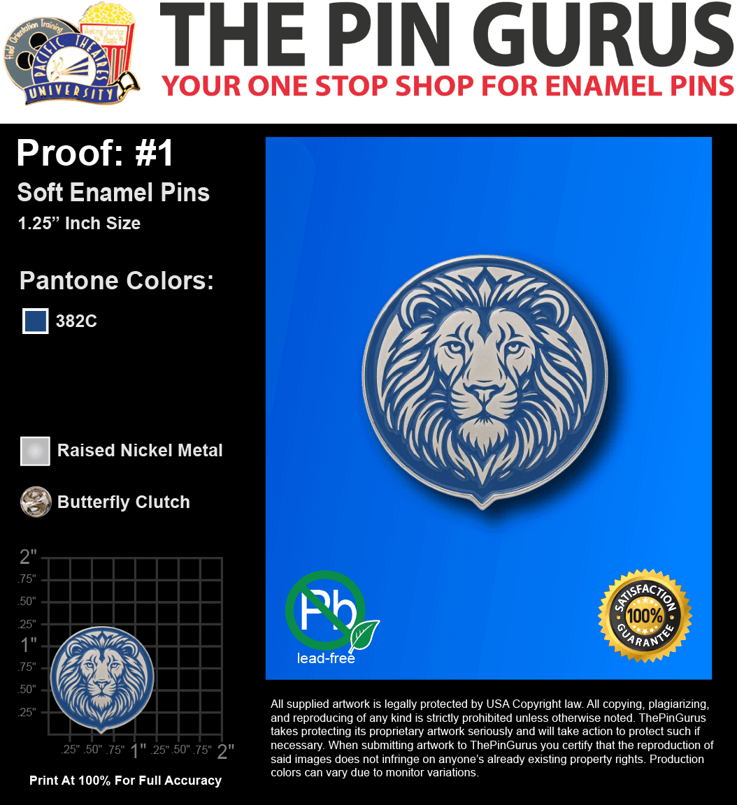 100 "NINA C" LAPEL PINS: PROOF #1