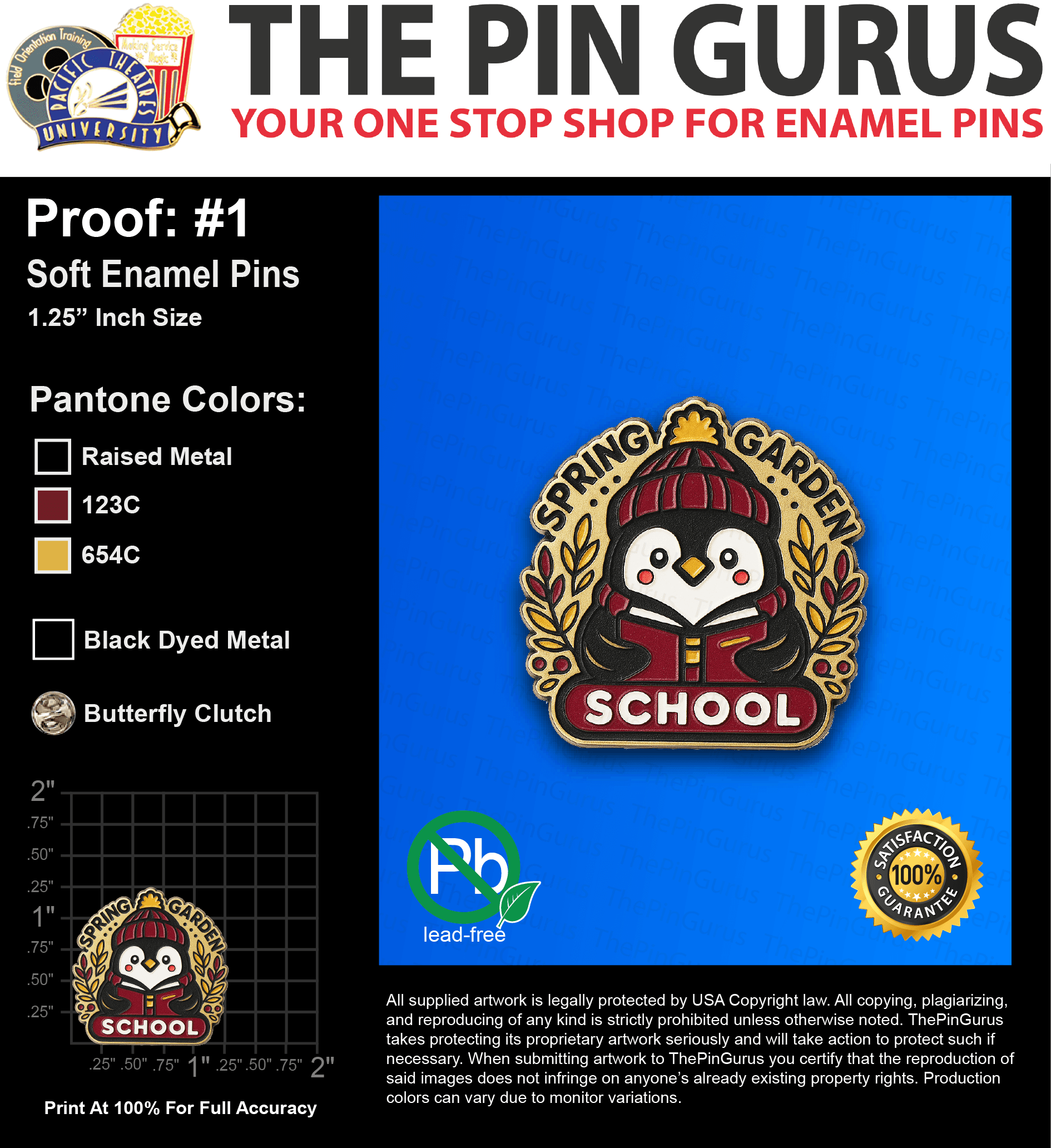 100 “ALEX R” LAPEL PINS: PROOF #1