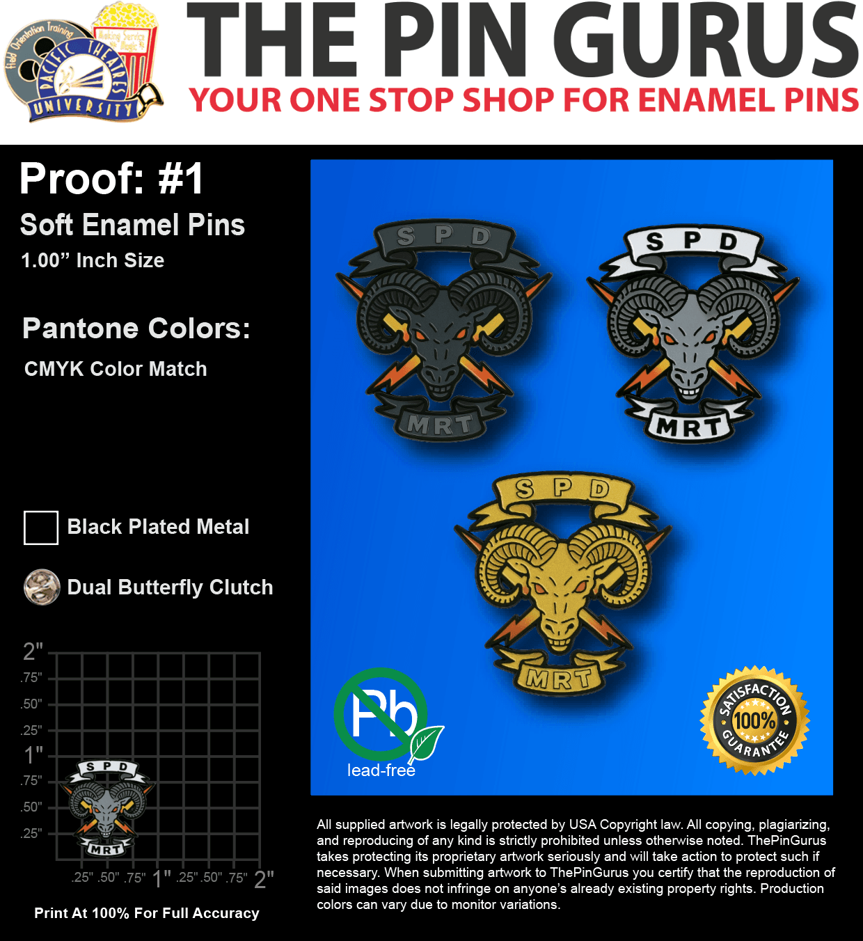 150 “BEN M” LAPEL PINS: PROOF #1