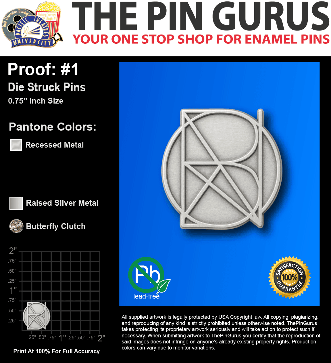 25 "BRIAN B" LAPEL PINS: PROOF #1
