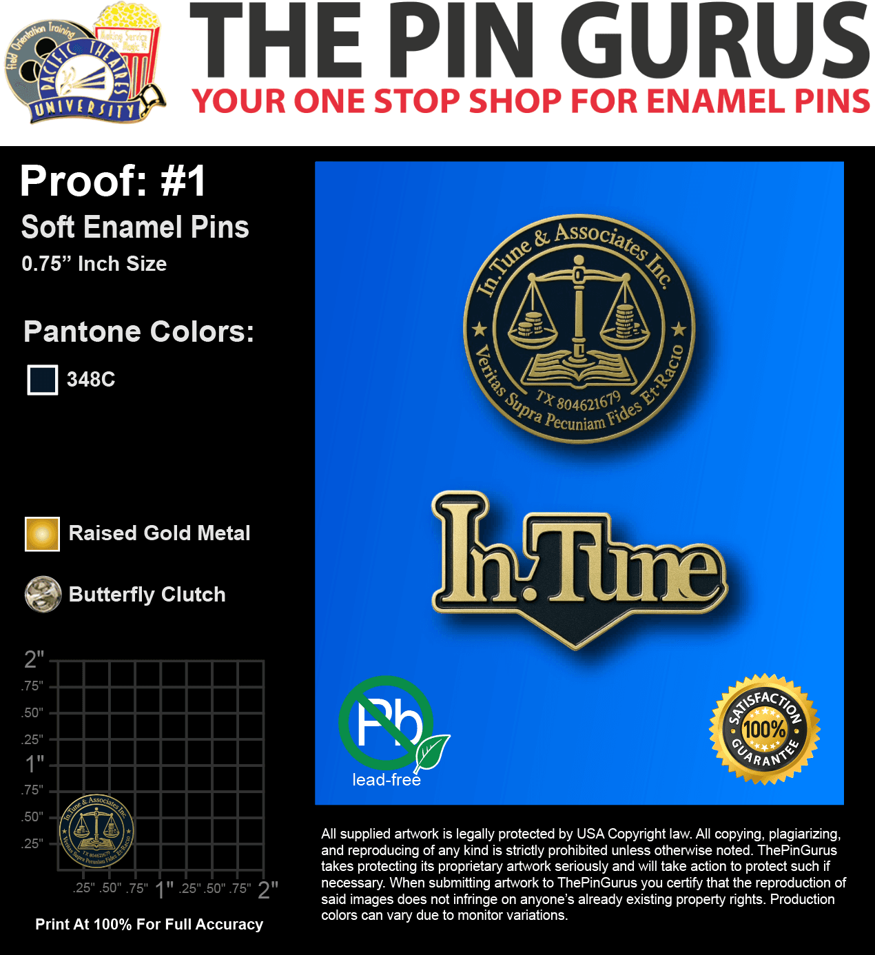 50 "ERIC S" LAPEL PINS: PROOF #1