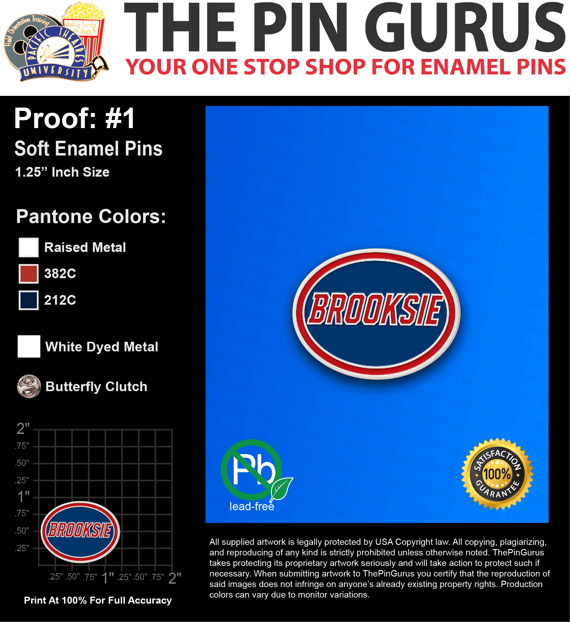 500 “THERESA M” LAPEL PINS: PROOF #1
