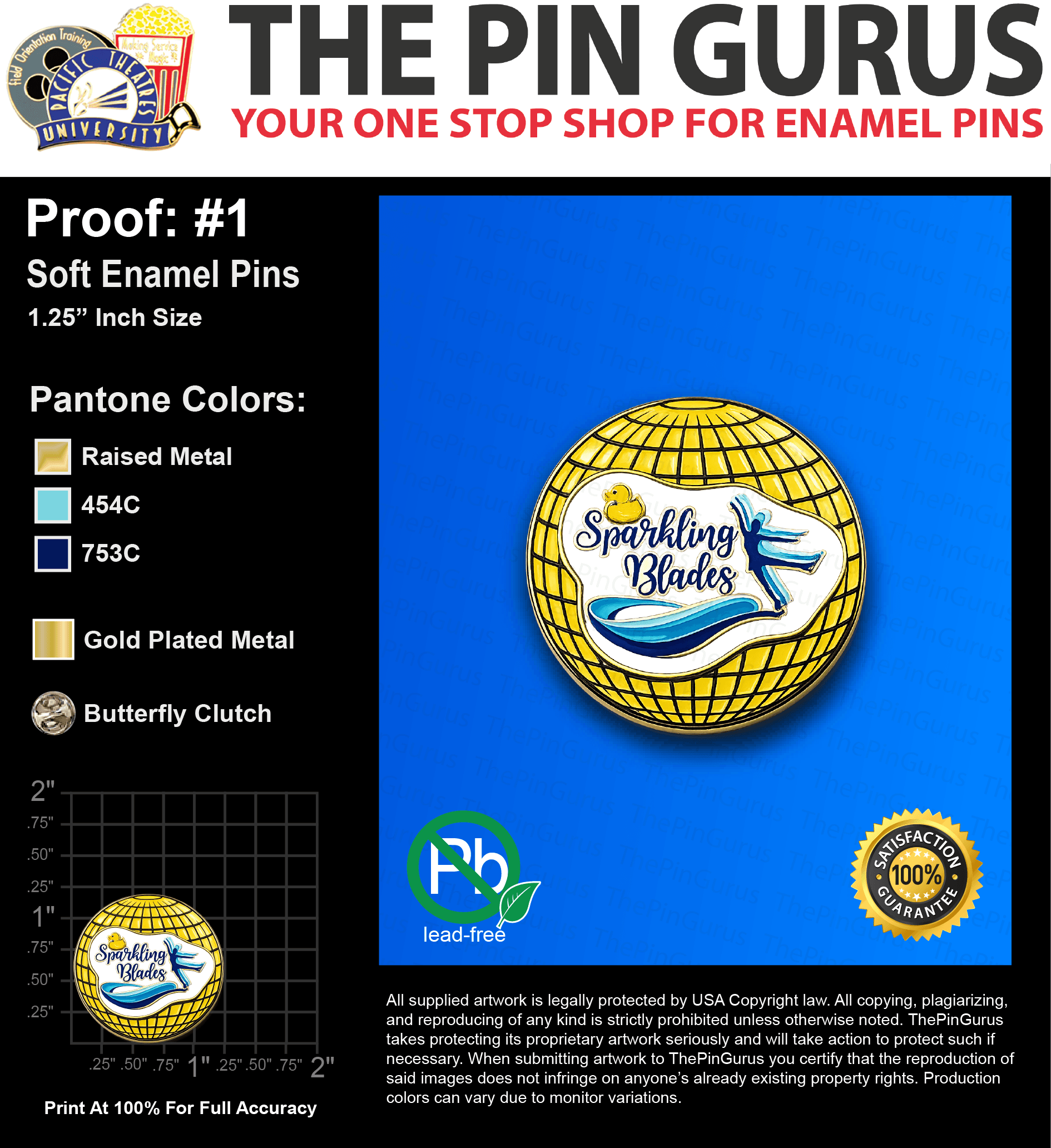 150 “CHRISTINE N” LAPEL PINS: PROOF #1