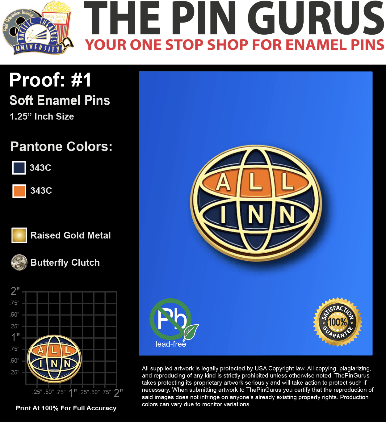 500 "ABAGAIL P" LAPEL PINS: PROOF #1