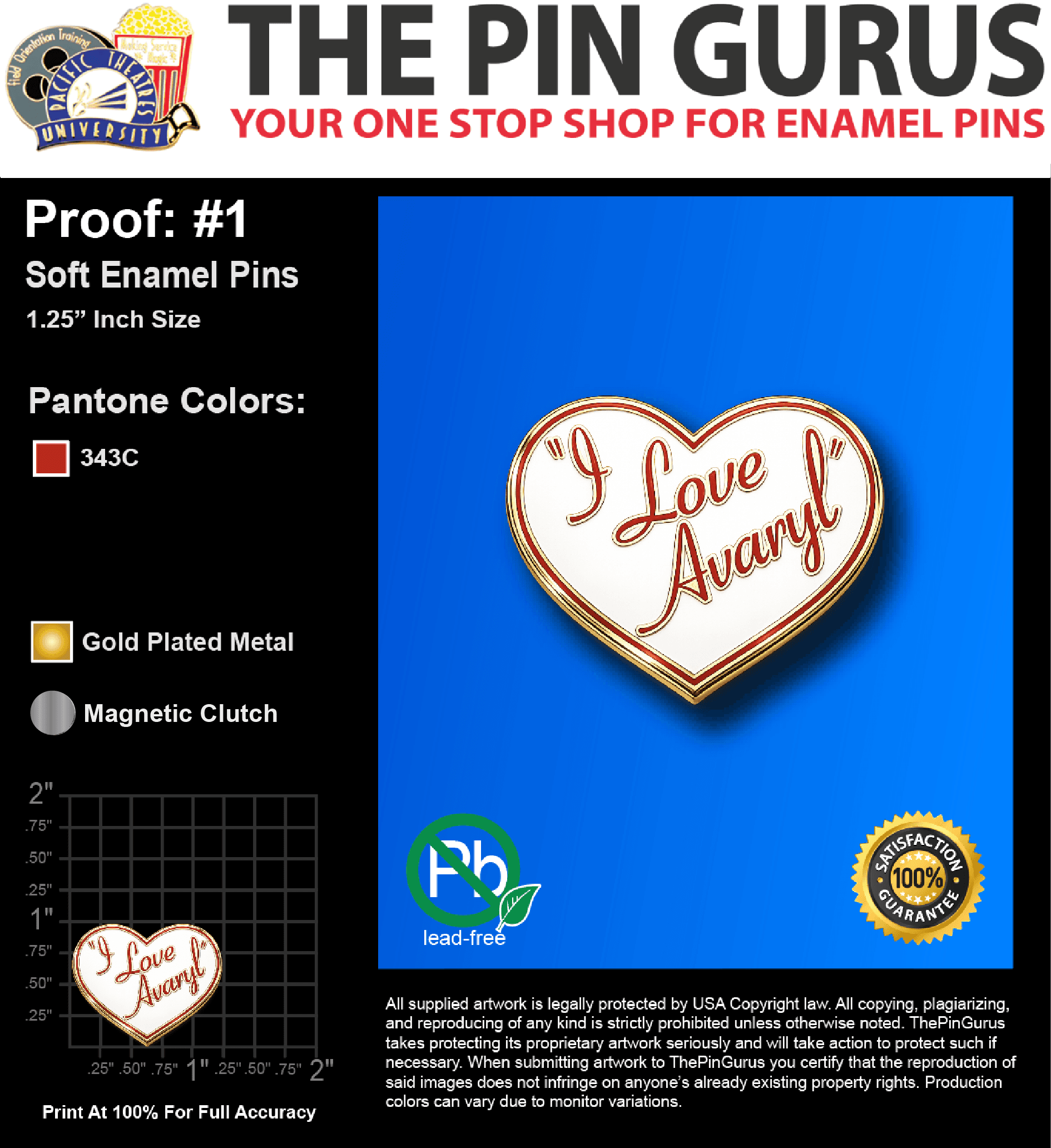 600 "ANDREW" LAPEL PINS: PROOF #1