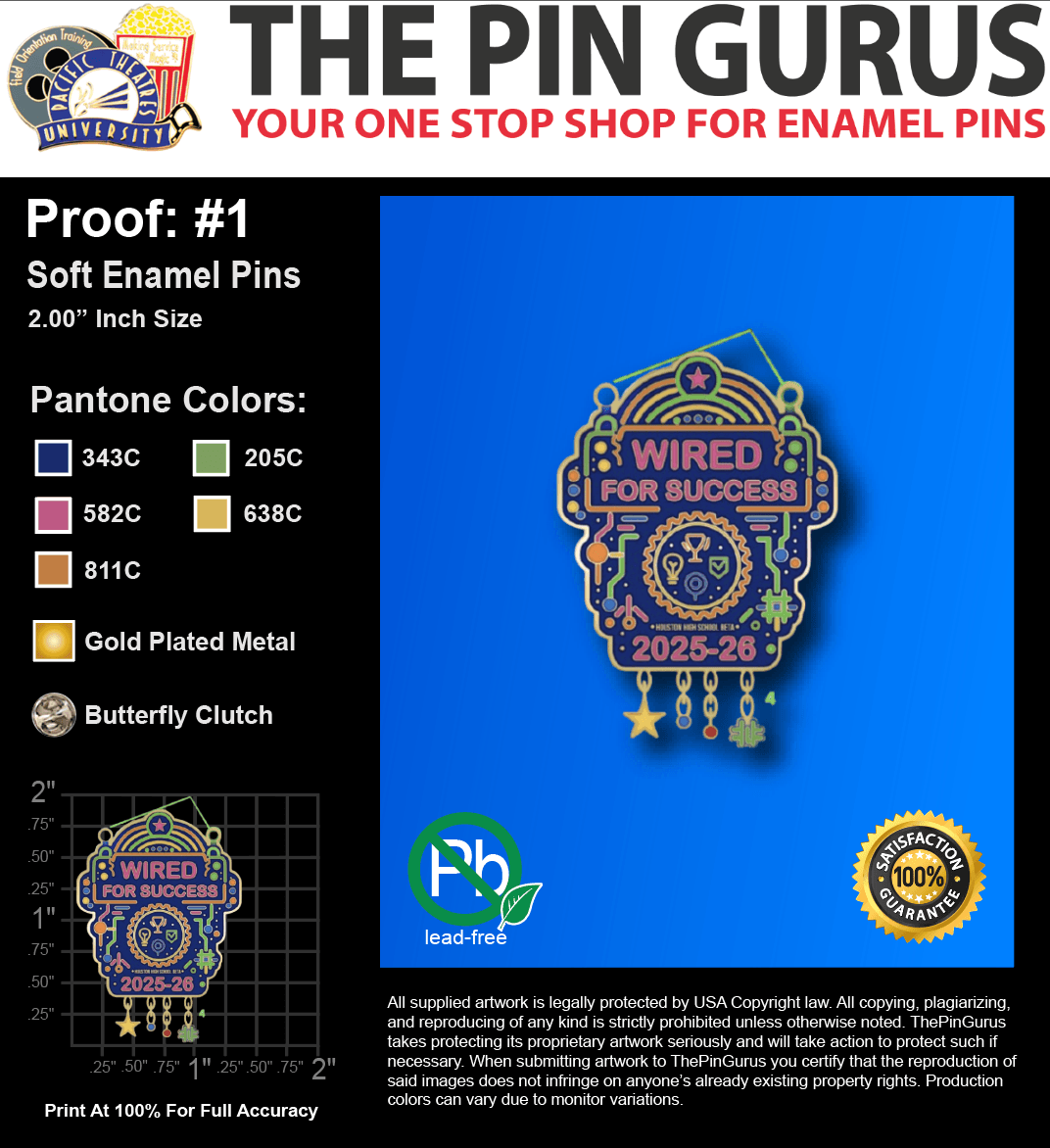 200 "ASHLEY G" LAPEL PINS: PROOF #1