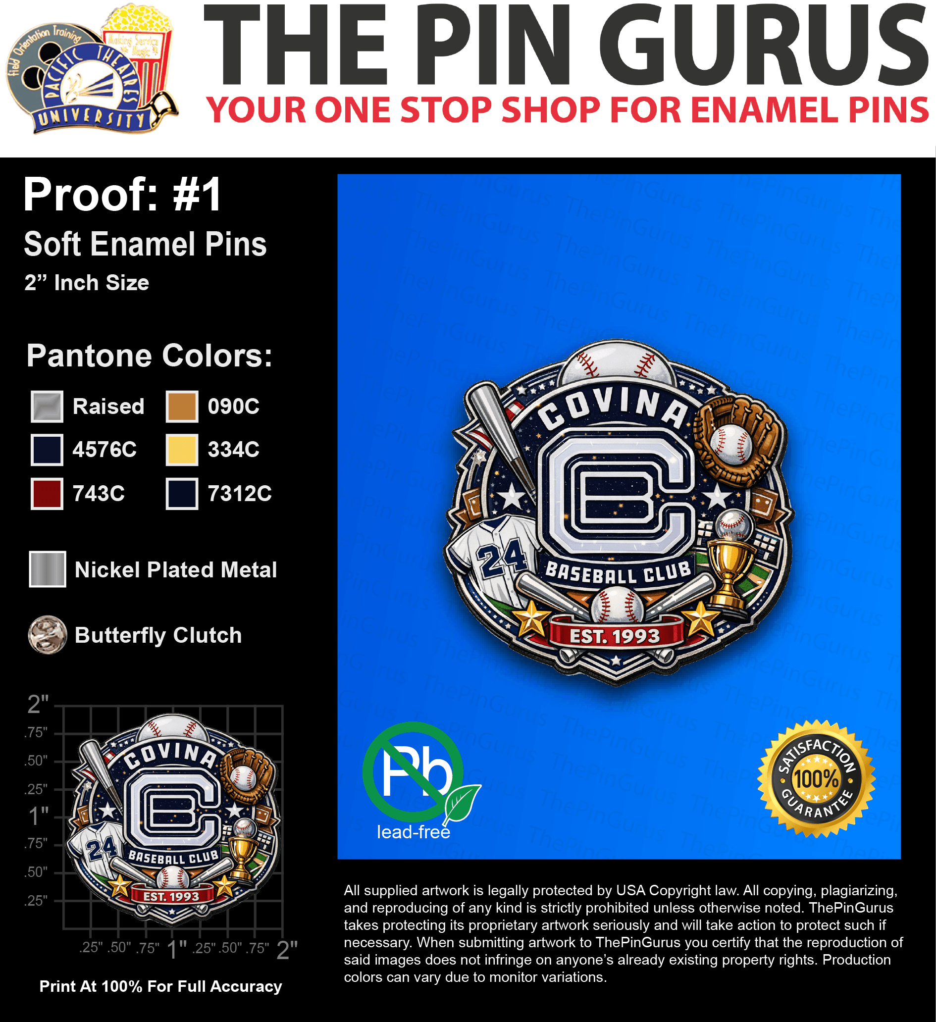 300 “CHRIS F” LAPEL PINS: PROOF #1
