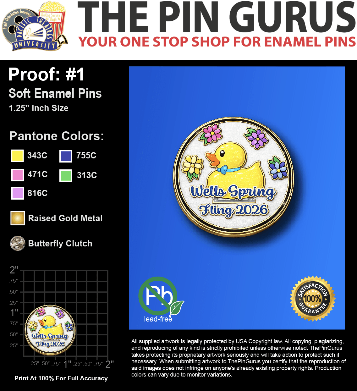 225 "CHRISTINE L" LAPEL PINS: PROOF #1