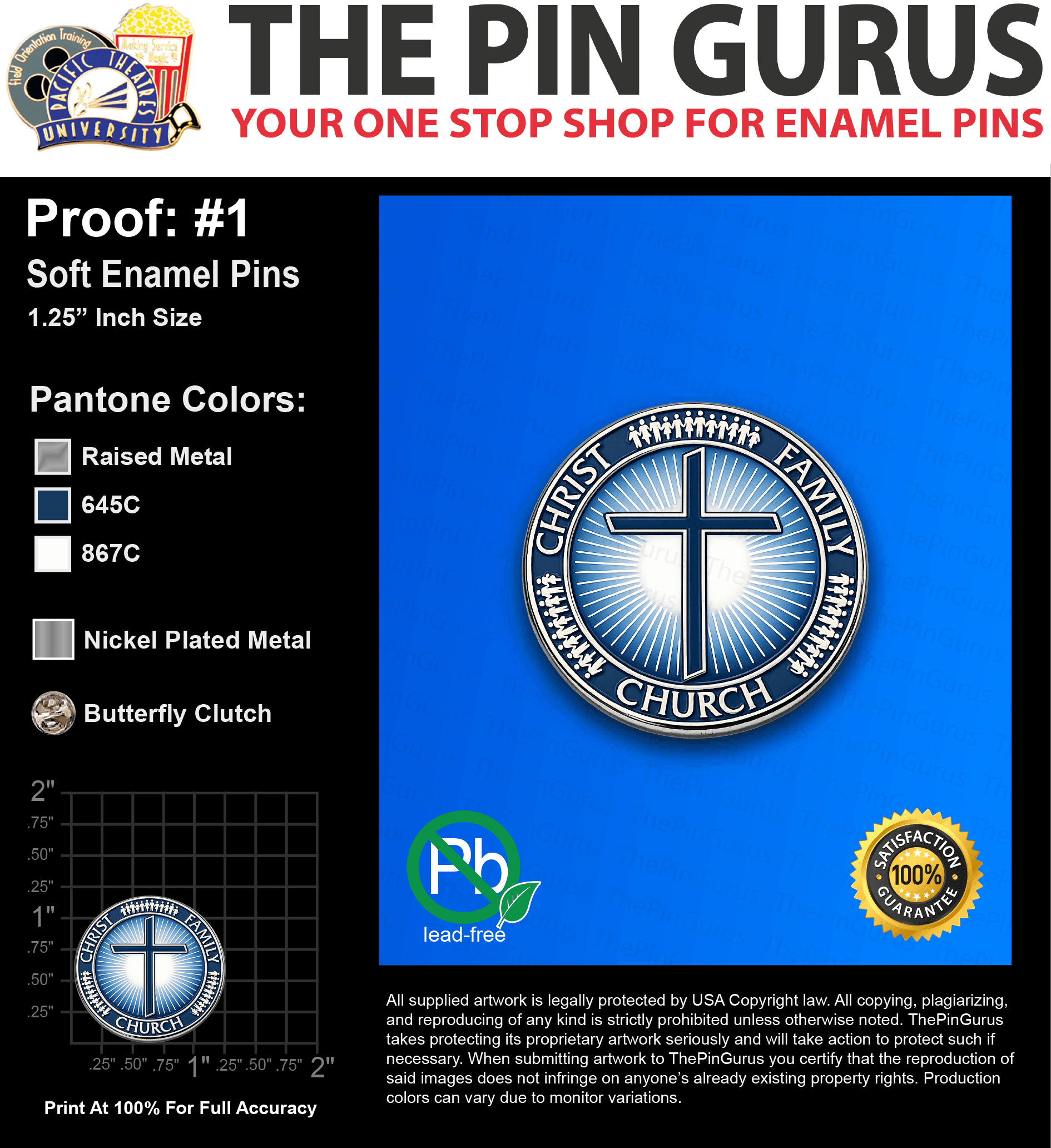 25 “CHRISTOPHER K” LAPEL PINS: PROOF #1