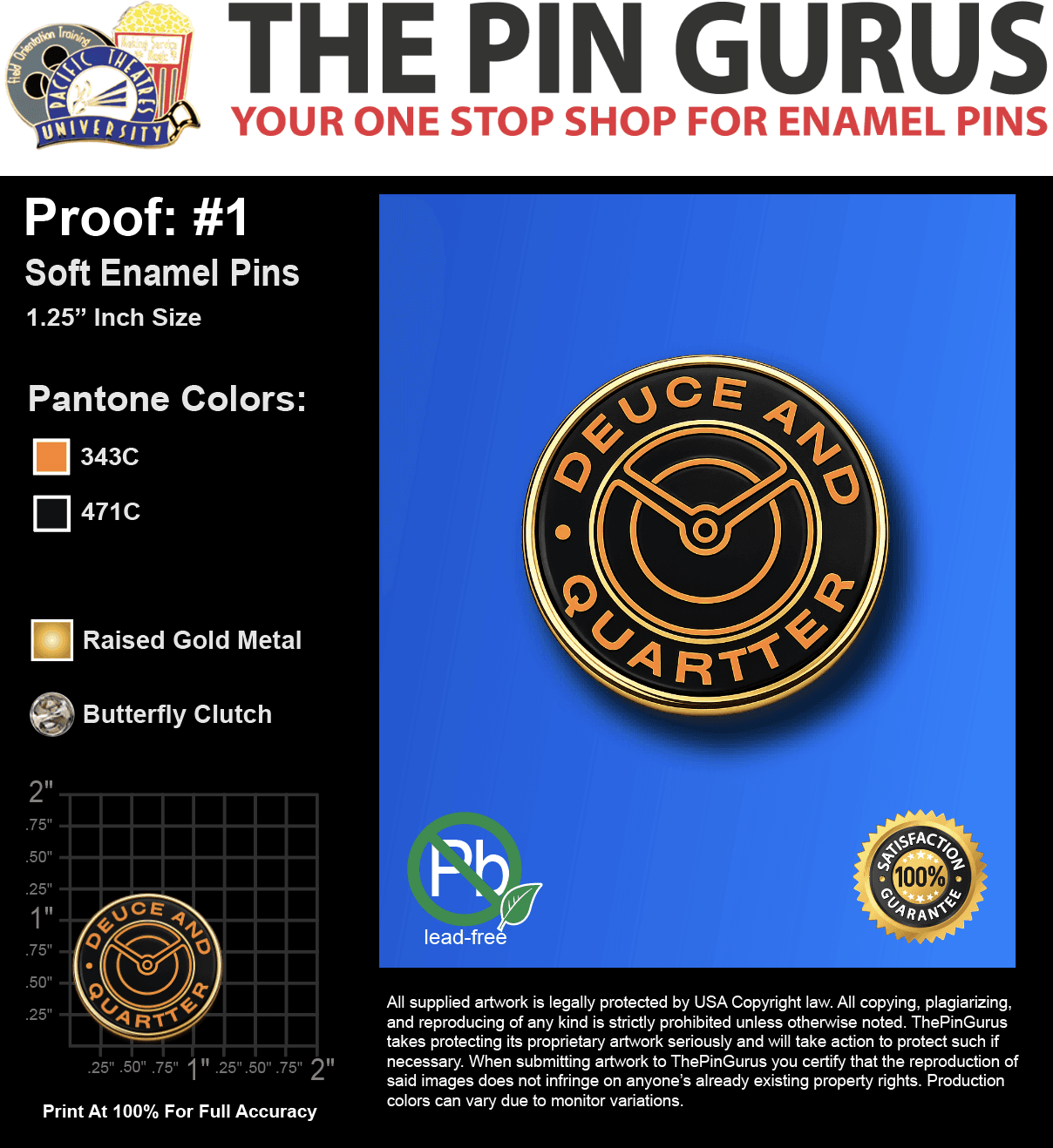25 "D.W. ARMSTRONG" LAPEL PINS: PROOF #1