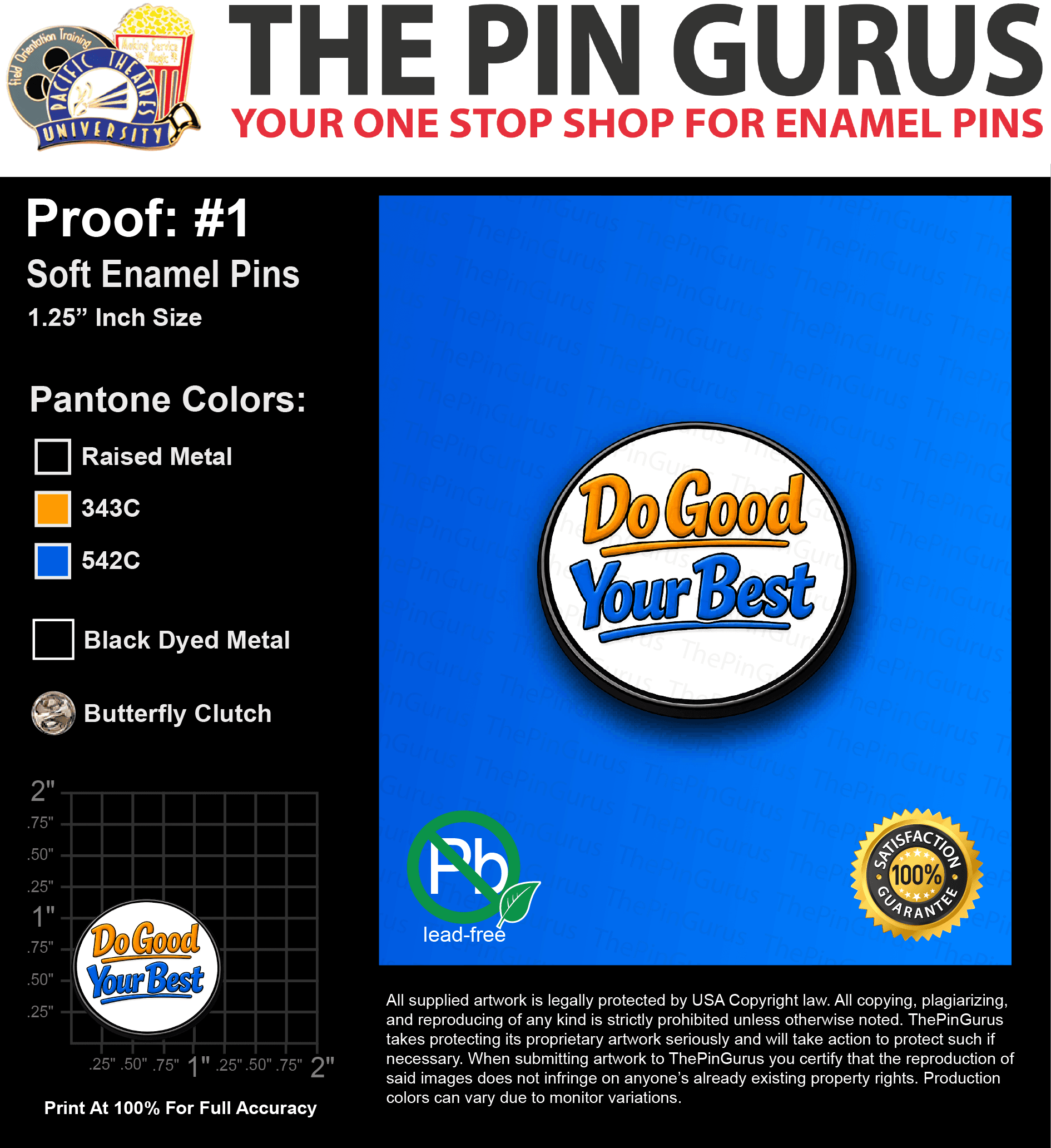 25 "DIANE G" LAPEL PINS: PROOF #1