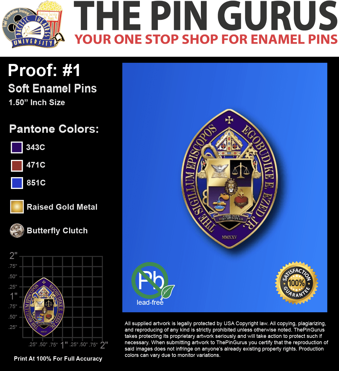 50 "GILLIAN T" LAPEL PINS: PROOF #1