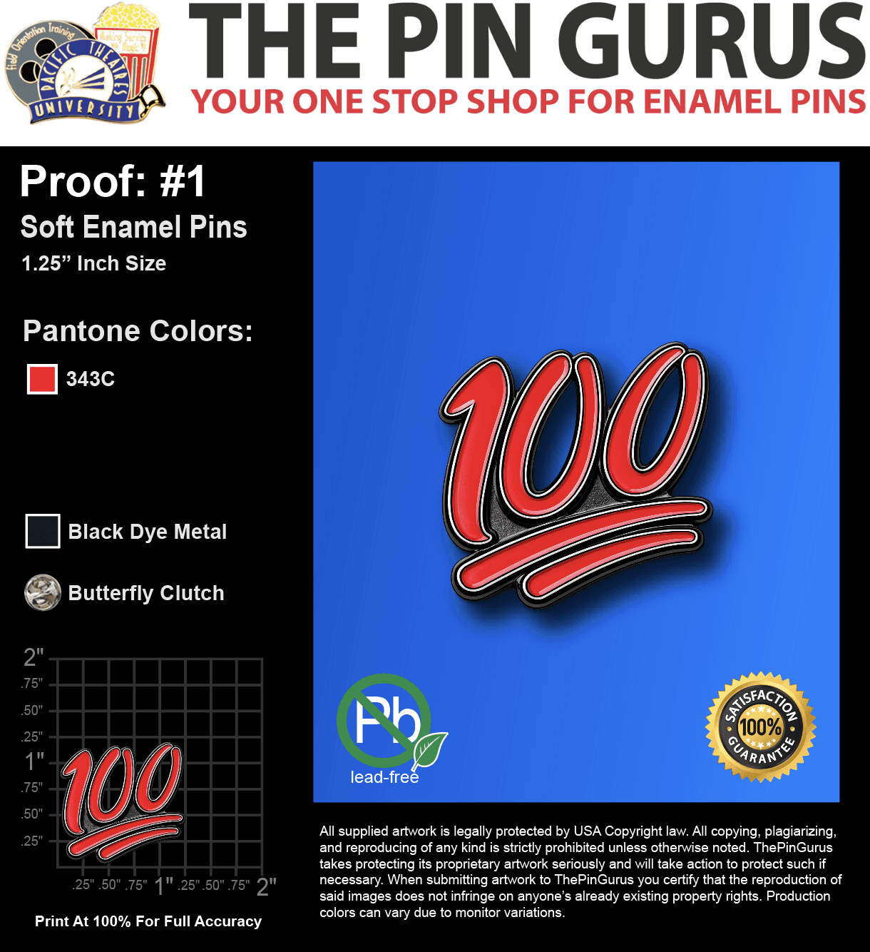 50 "GRANT K" LAPEL PINS: PROOF #1