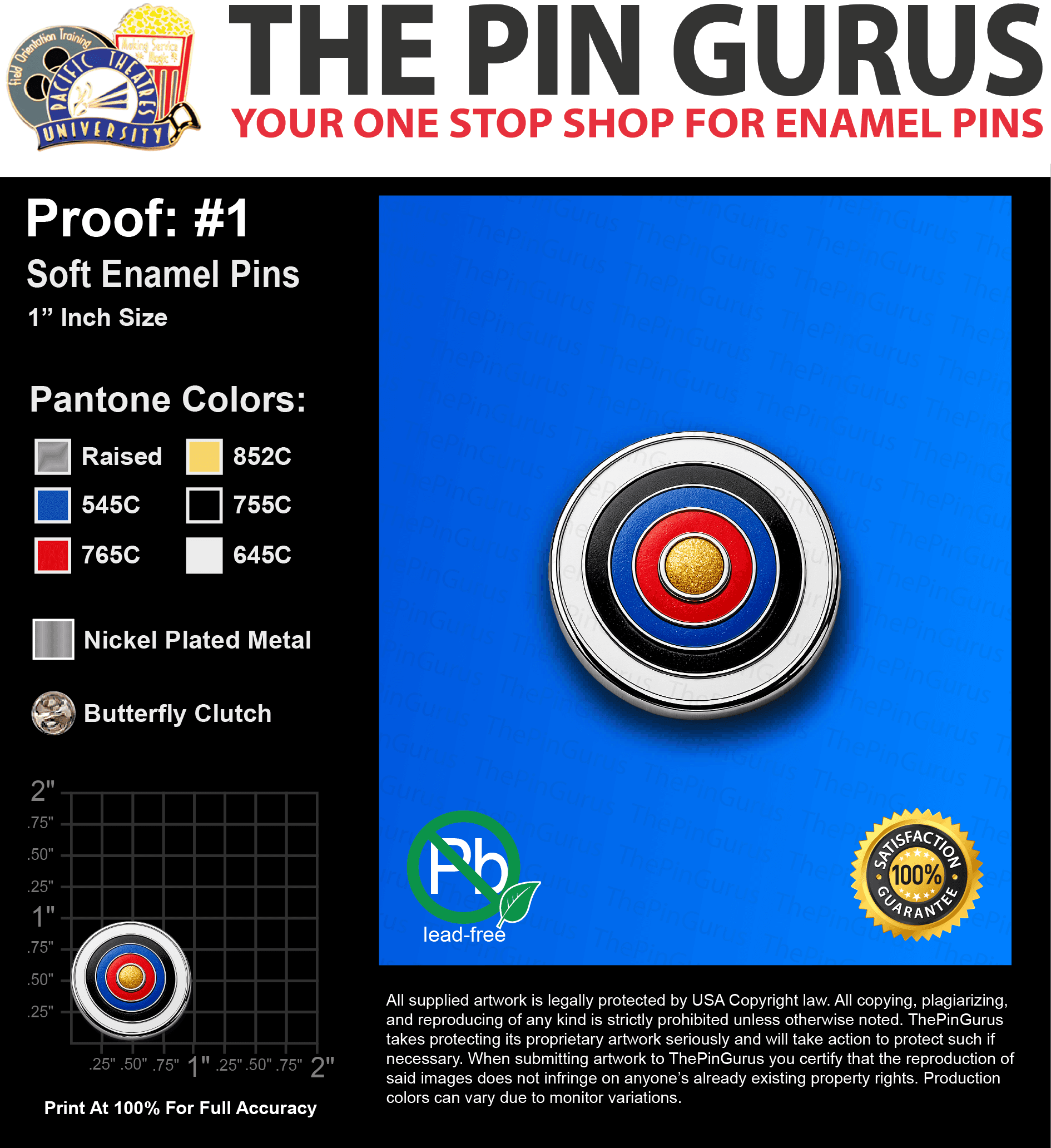 35 “JON W” LAPEL PINS: PROOF #1
