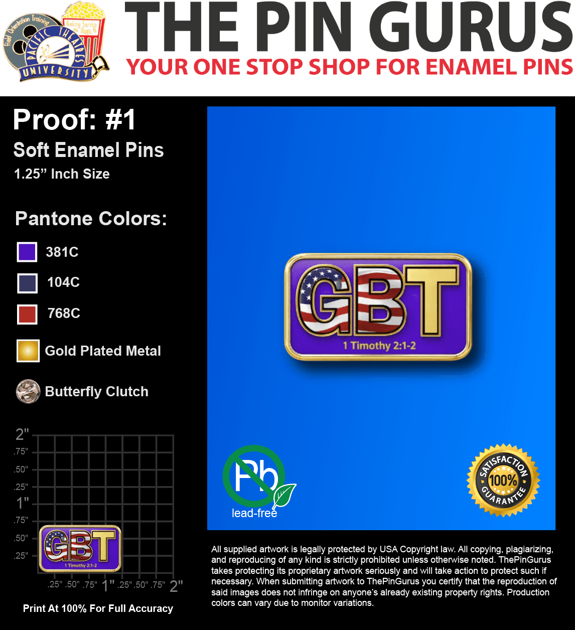 150 "KEITH W" LAPEL PINS: PROOF #1