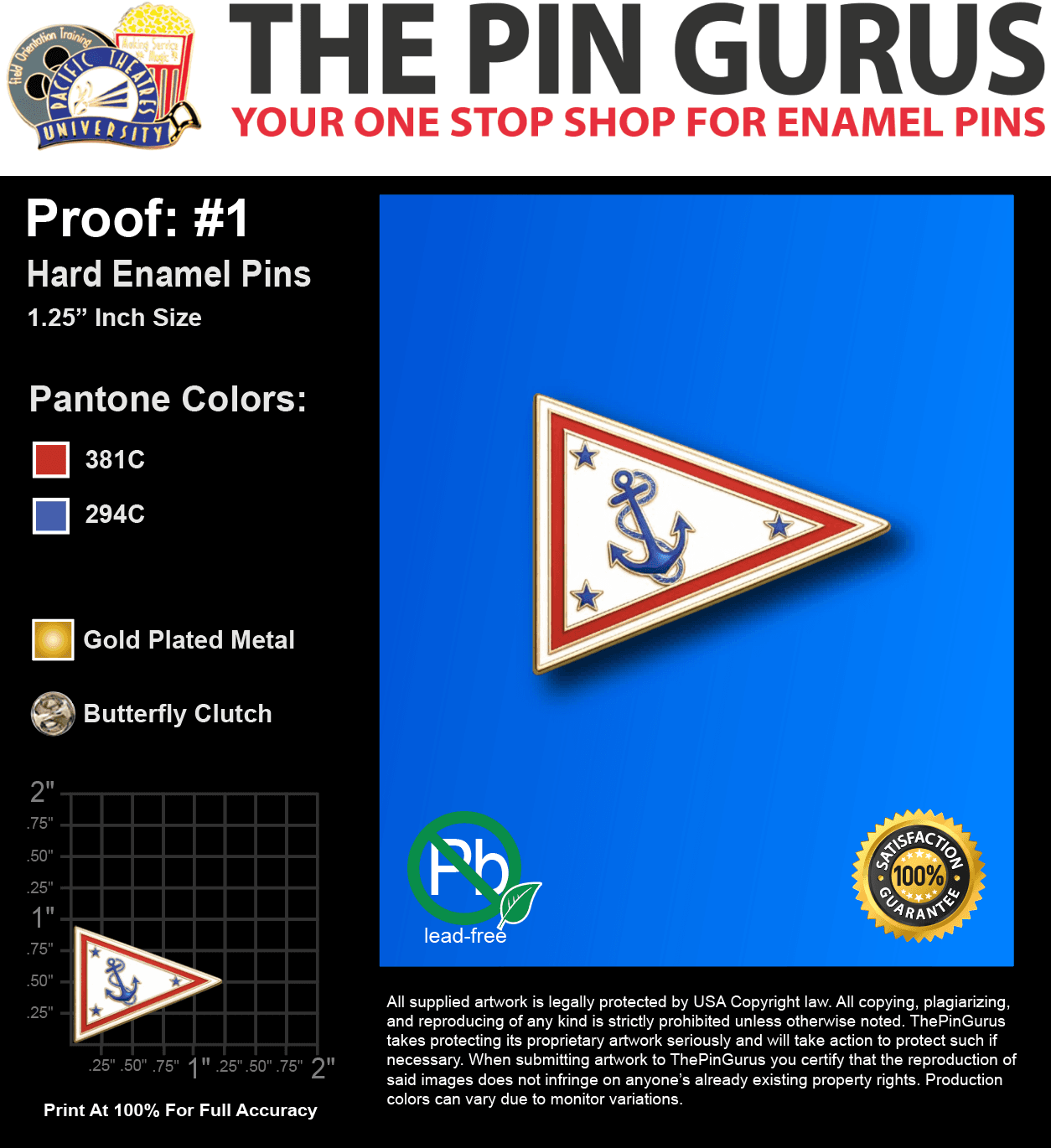 25 "LINDA F" LAPEL PINS: PROOF #1