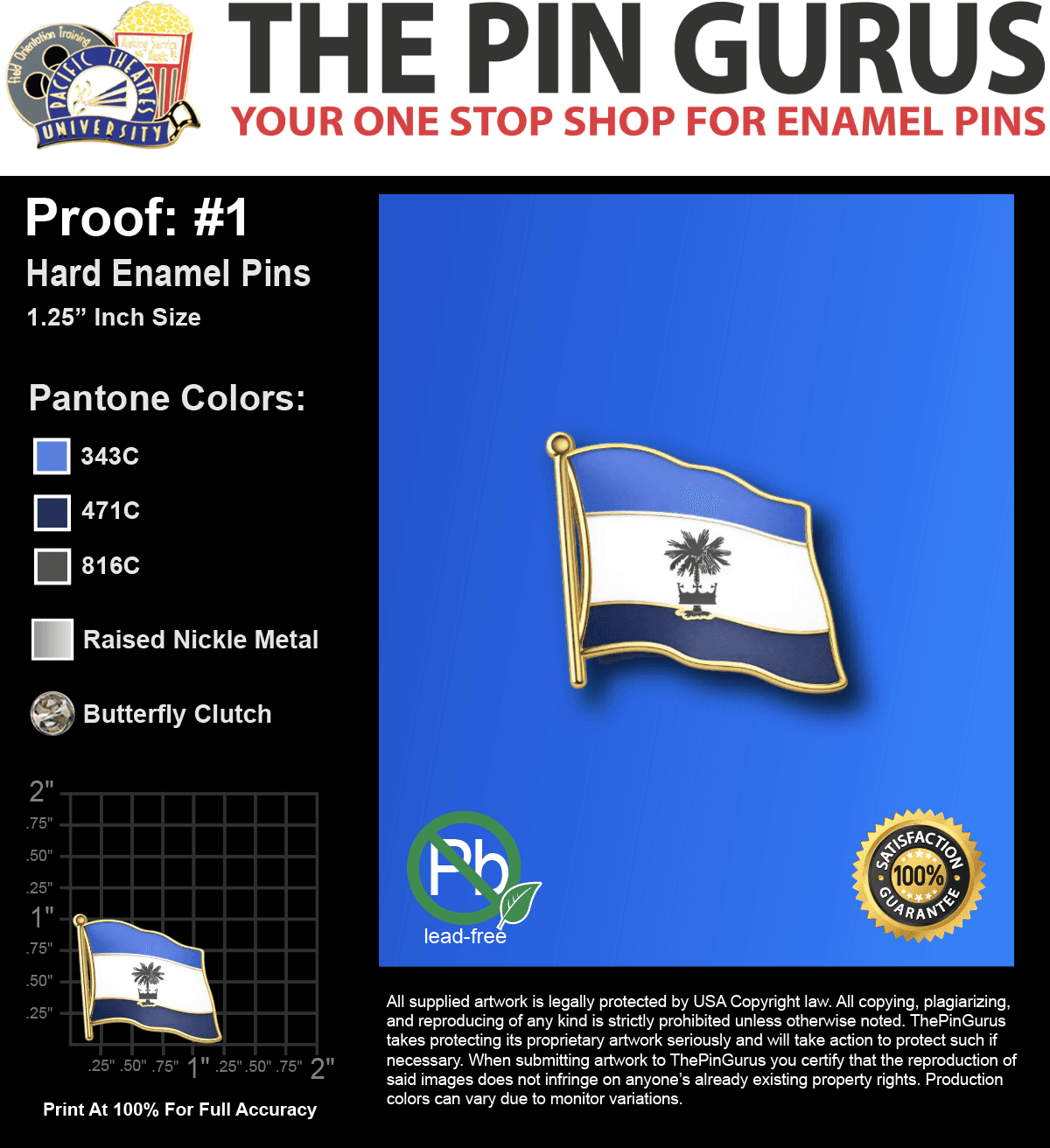 25 "LUCAS G" LAPEL PINS: PROOF #1
