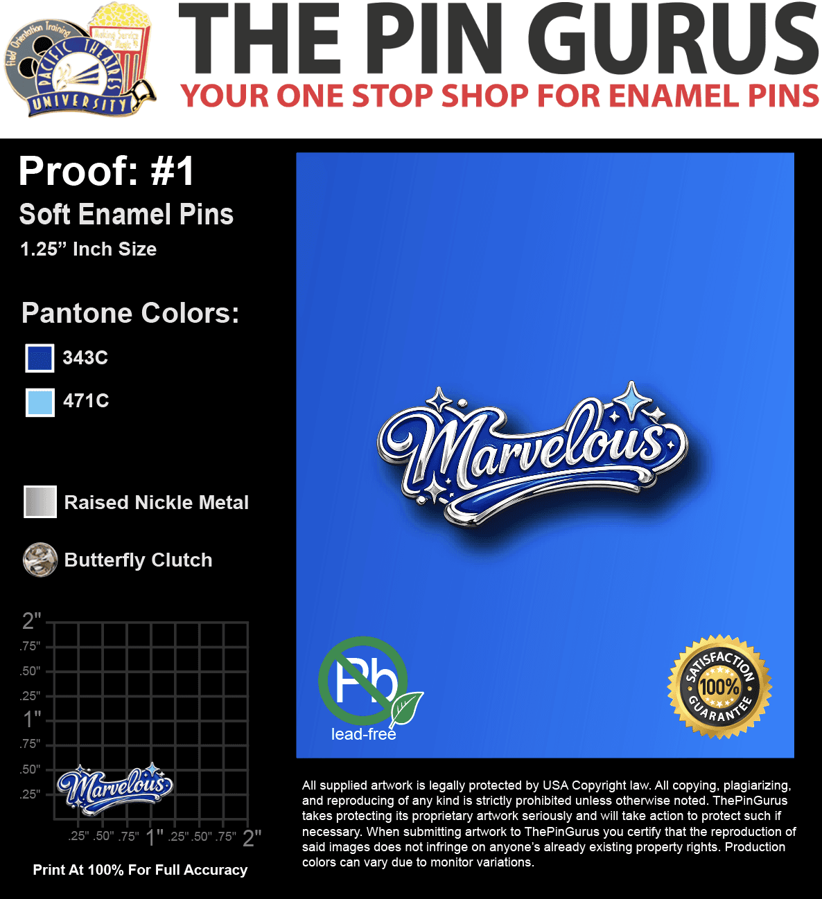 100 "MARIA" LAPEL PINS: PROOF #1