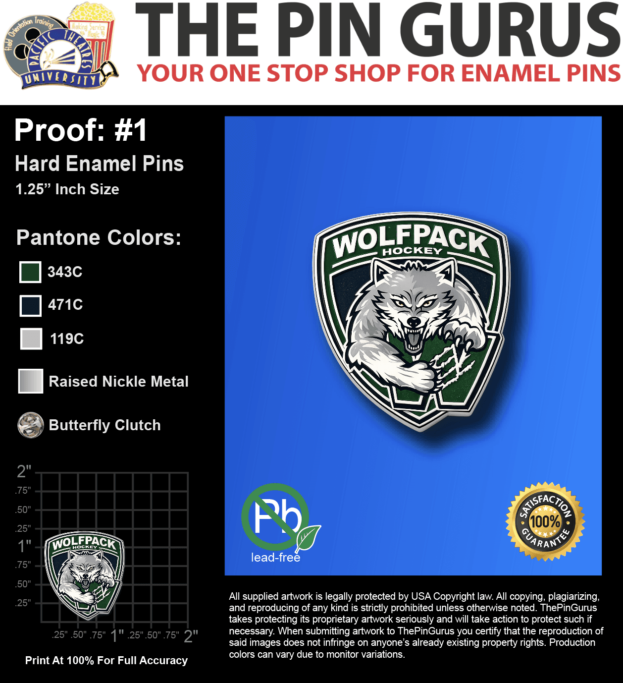 150 "MEGAN G" LAPEL PINS: PROOF #1