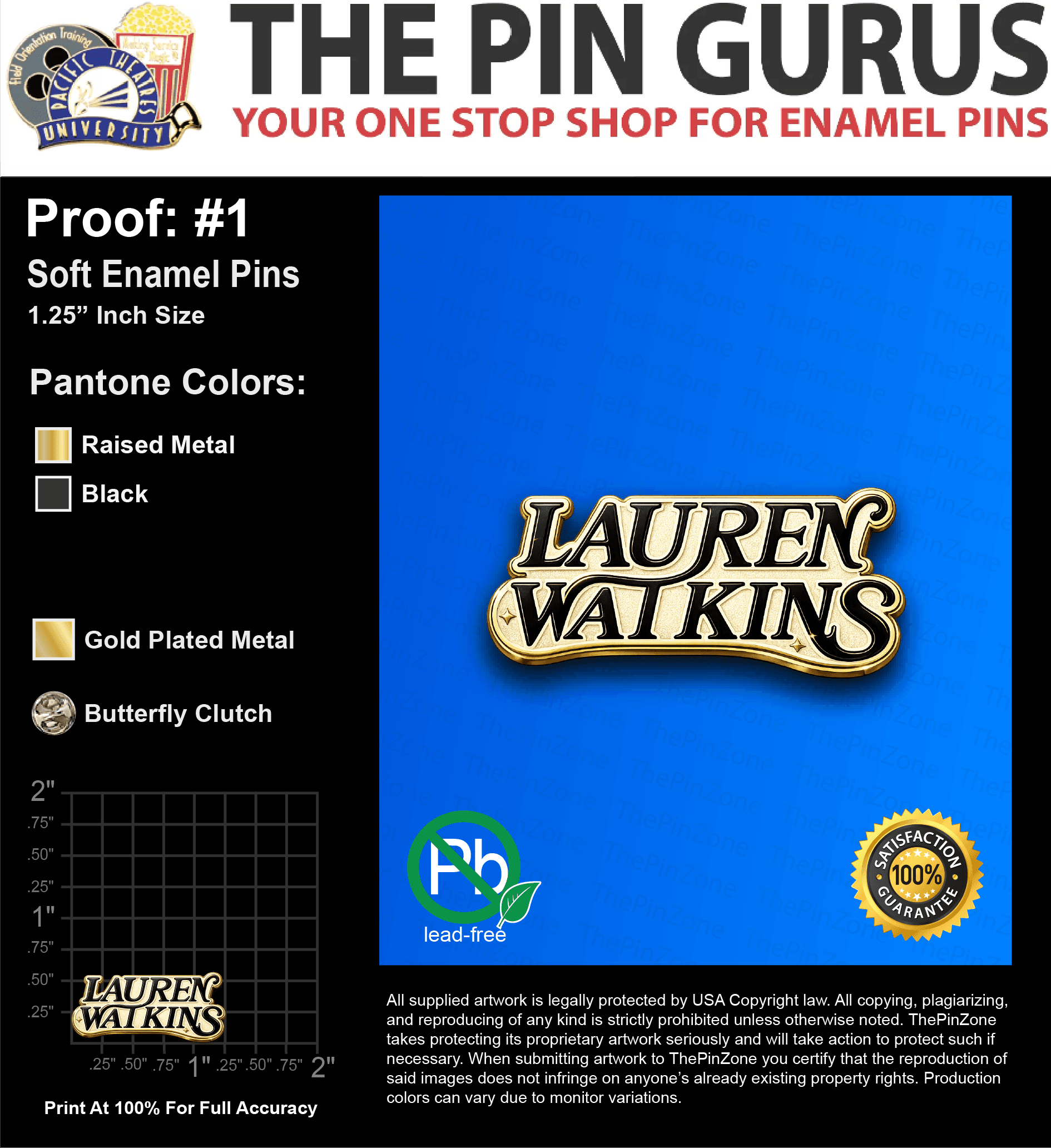 25 “MELANIE M” LAPEL PINS: PROOF #1