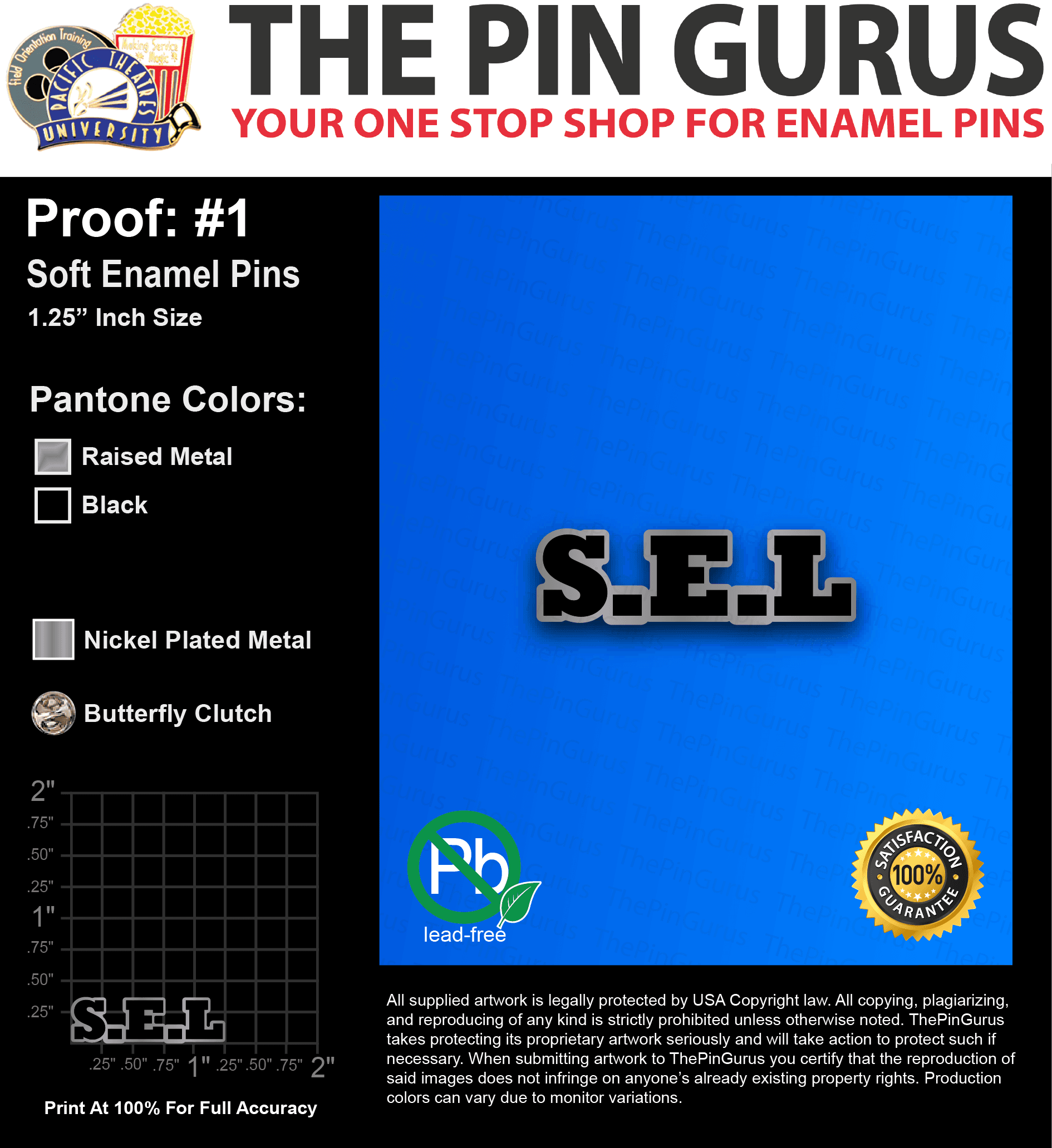30 “PAUL L” LAPEL PINS: PROOF #1