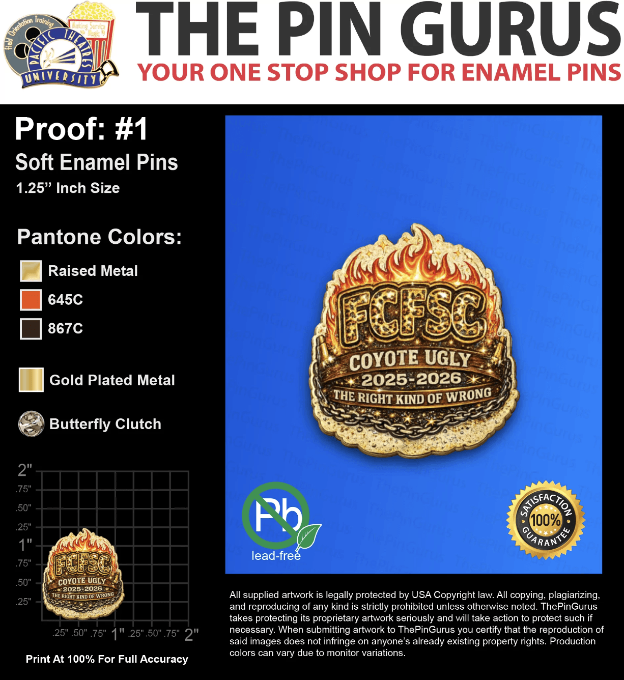 100 “STACEY K” LAPEL PINS: PROOF #1