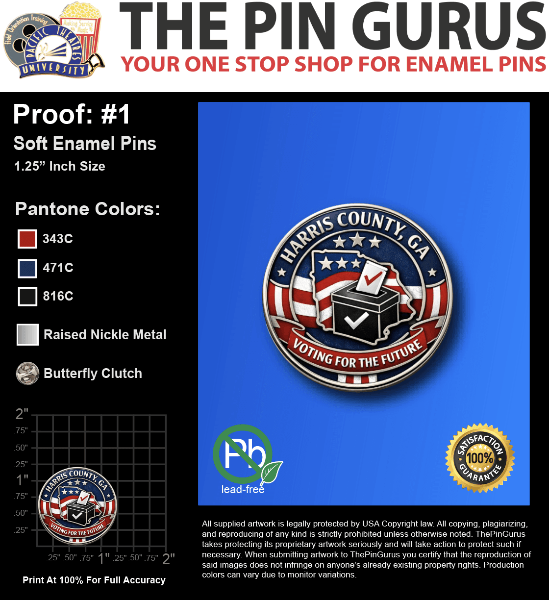 150 "TRISH B" LAPEL PINS: PROOF #1