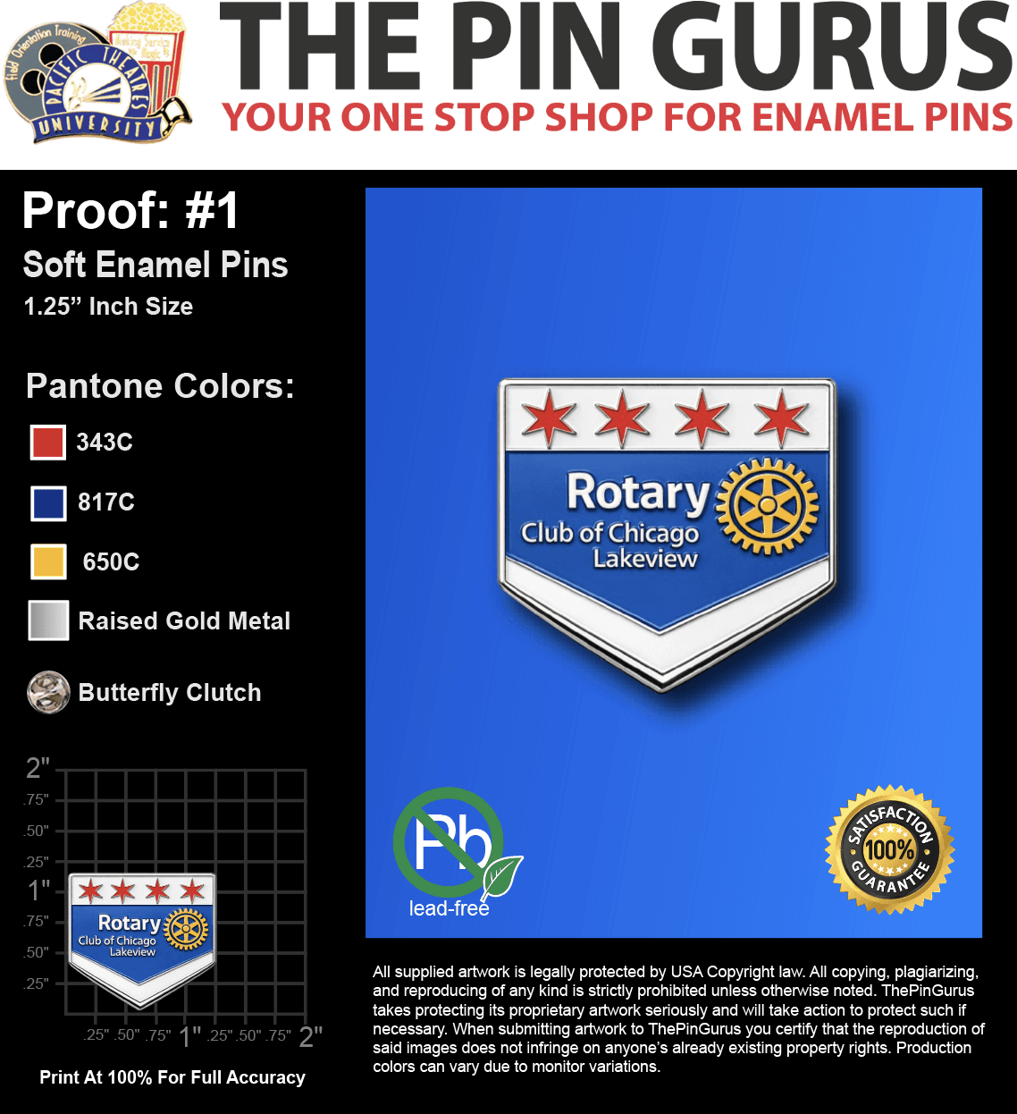 100 "AMY H" LAPEL PINS: PROOF #1
