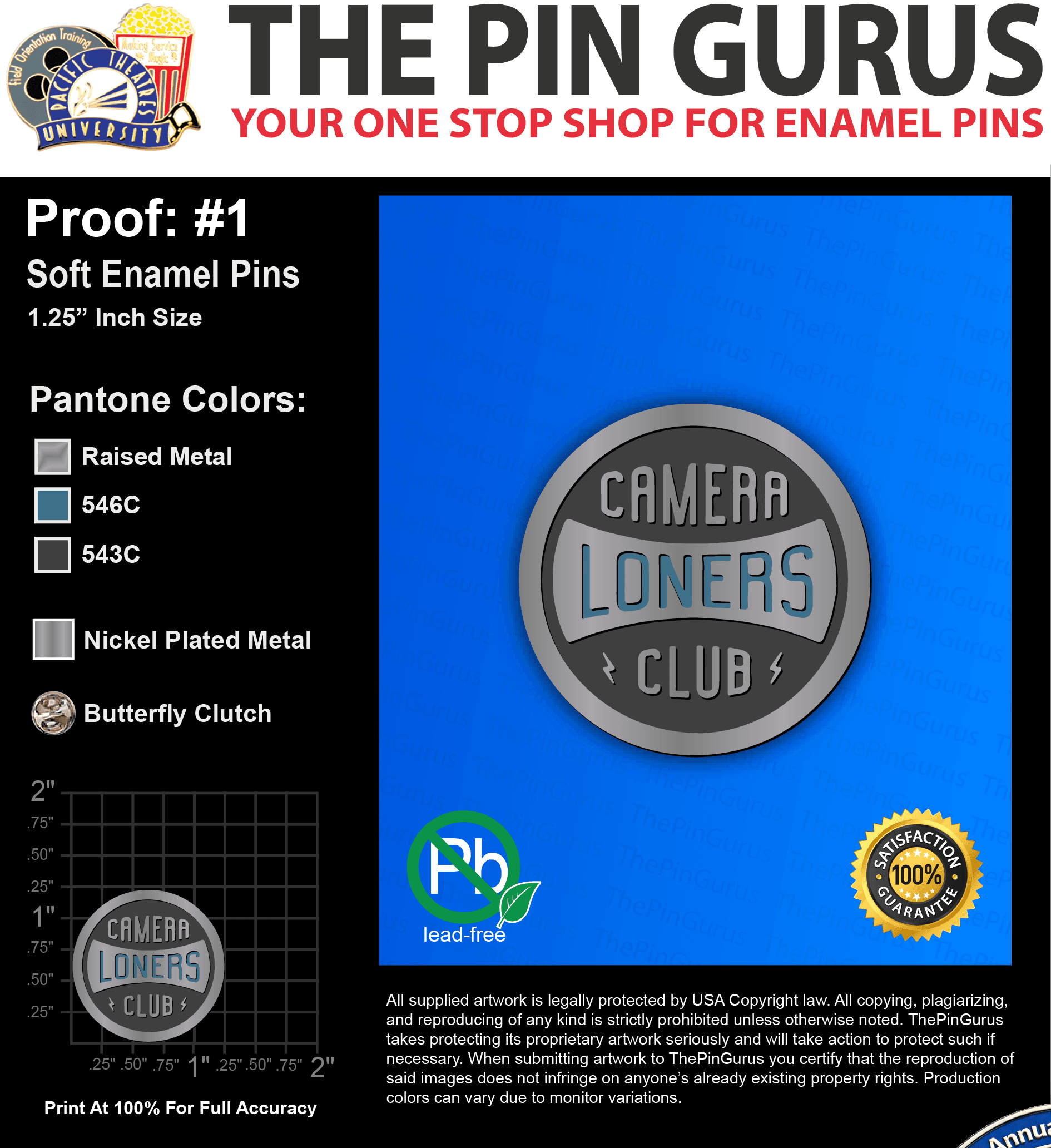 200 “BEN R” LAPEL PINS: PROOF #1