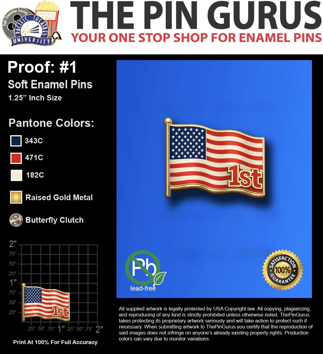200 "CHARLES S" LAPEL PINS: PROOF #1