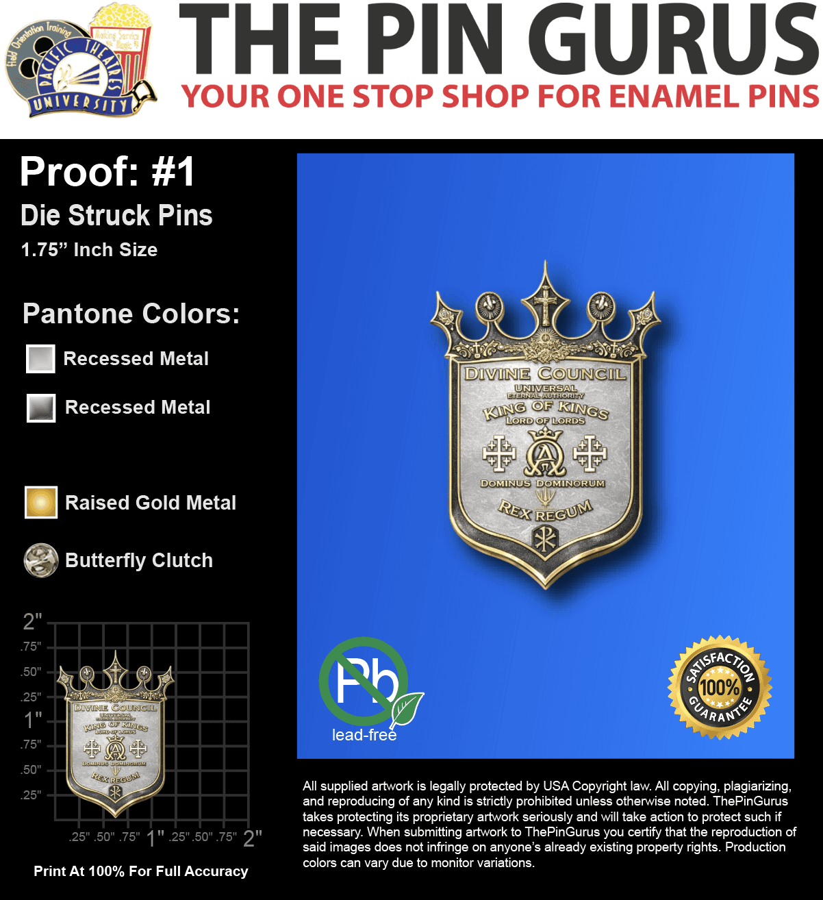 50 "CHRIS P" LAPEL PINS: PROOF #1