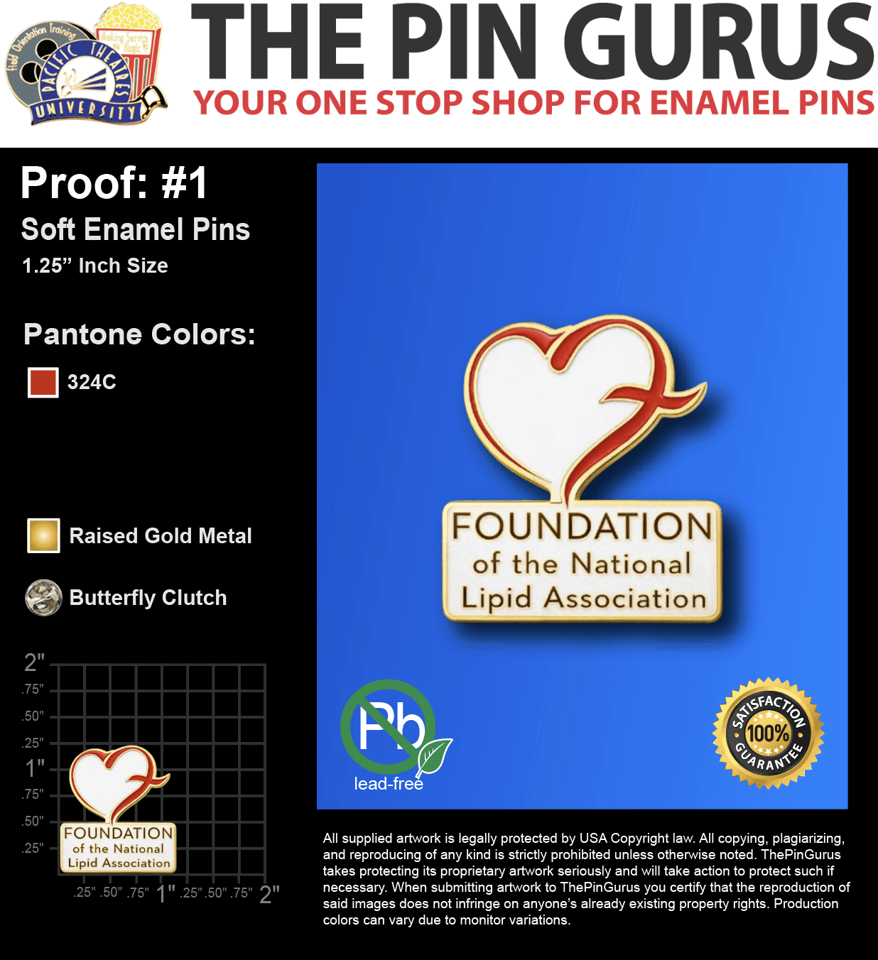 250 "COLLEEN F" LAPEL PINS: PROOF #1