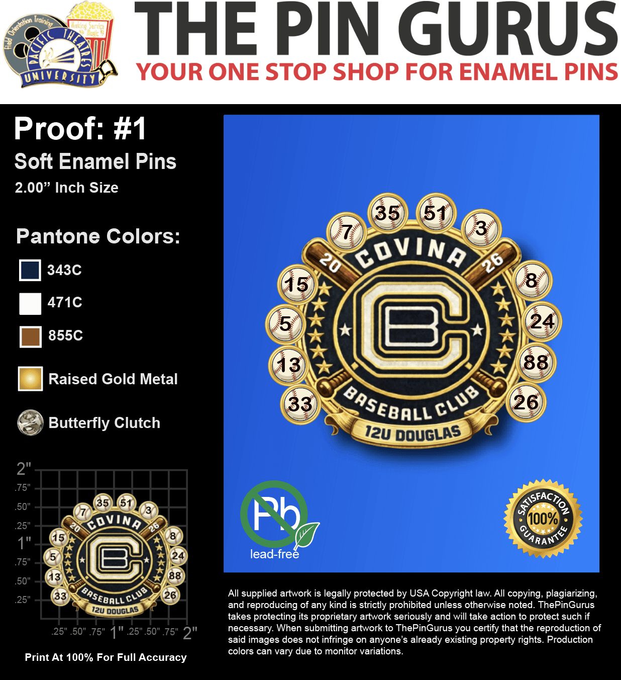 400 "DAVID H" LAPEL PINS: PROOF #1