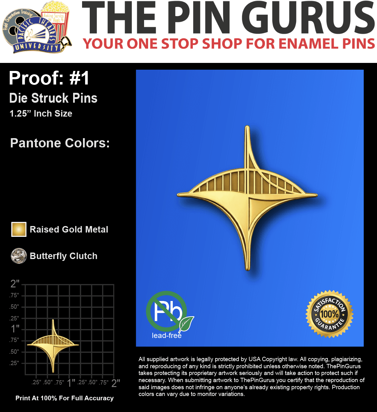 200 "DAVID L" LAPEL PINS: PROOF #1