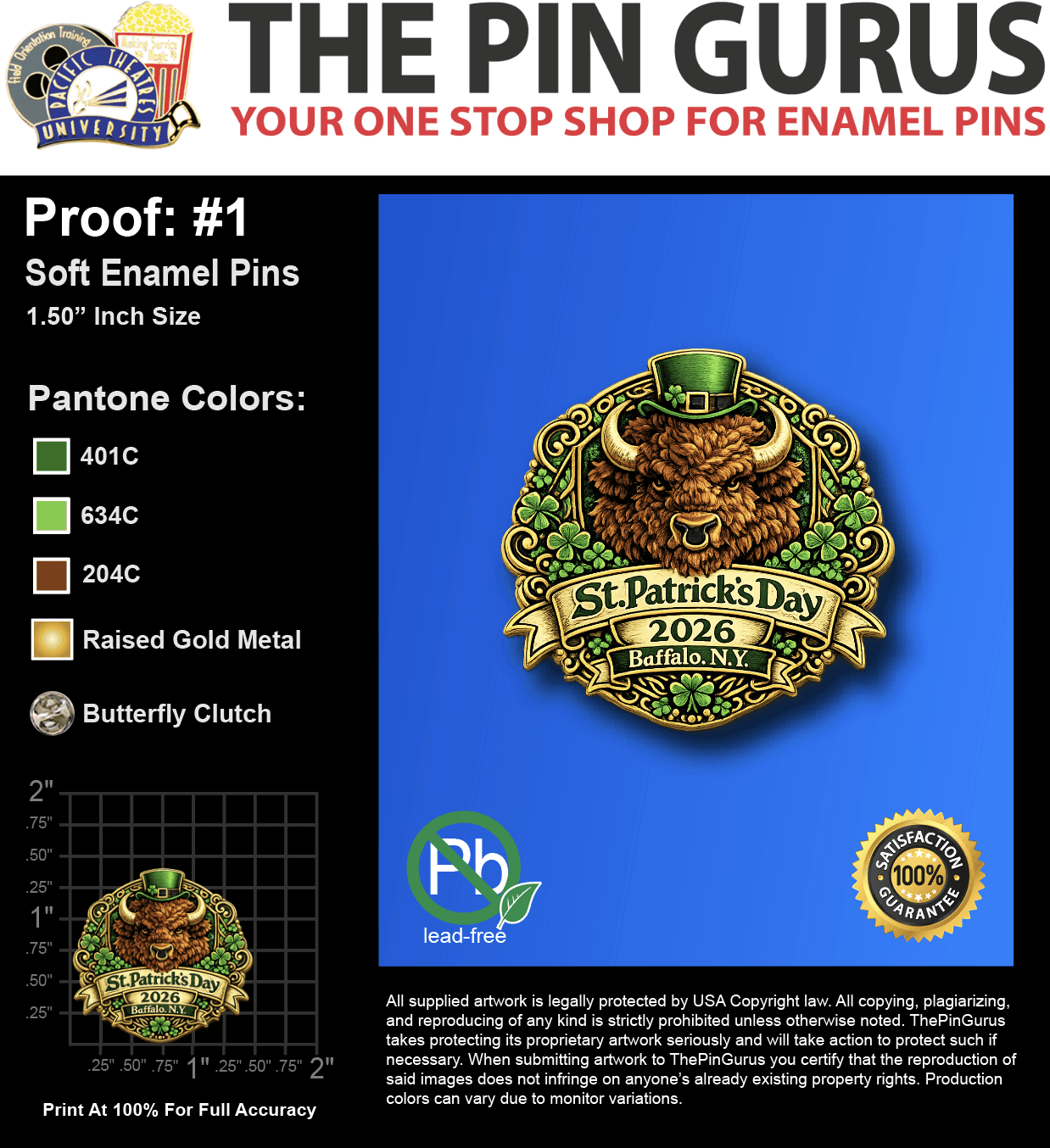 100 "DONNA A" LAPEL PINS: PROOF #1