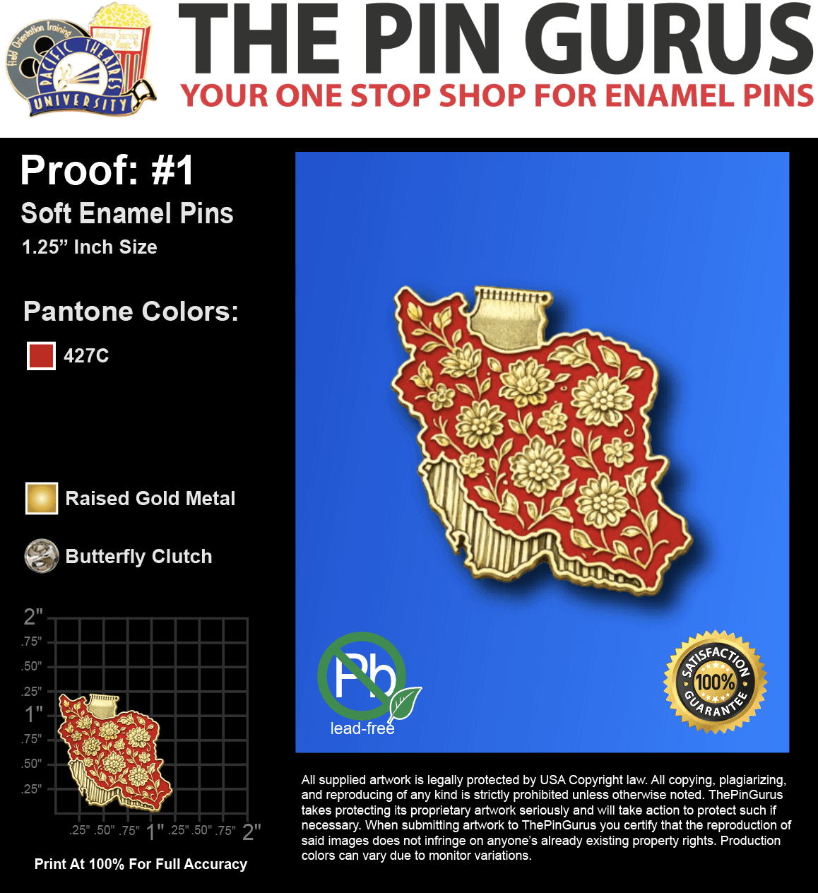 500 "FARNAZ F" LAPEL PINS: PROOF #1